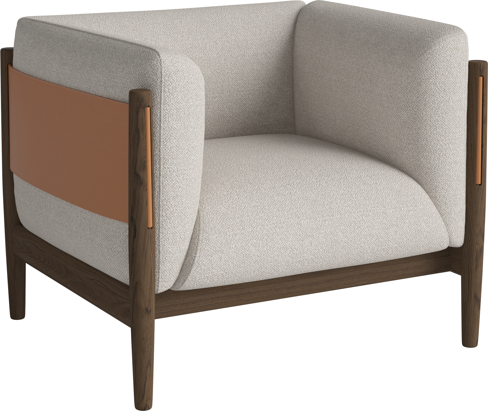 Dive armchair natural leather with a dark base