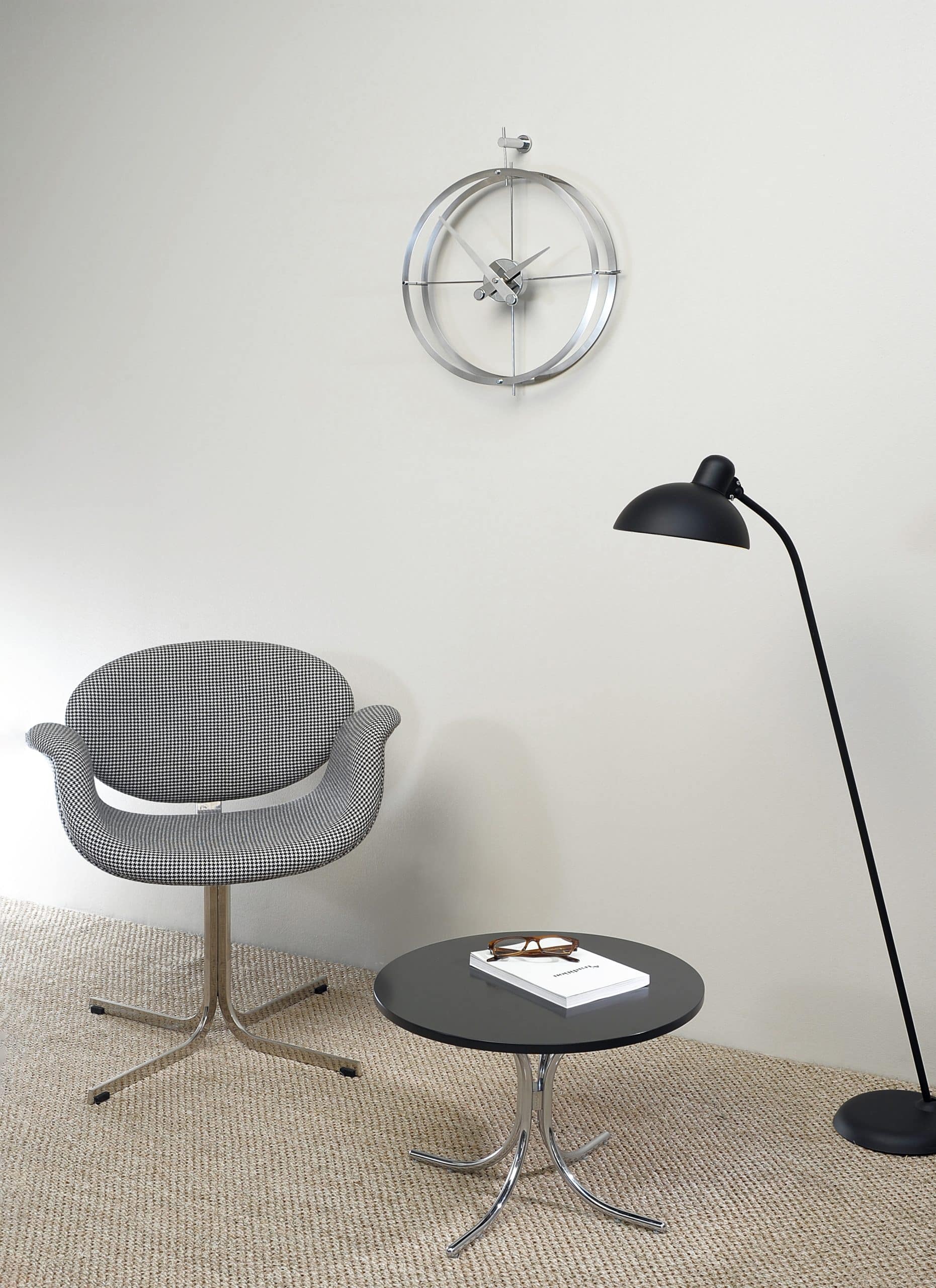 Wandklok DOS PUNTOS verchroomd