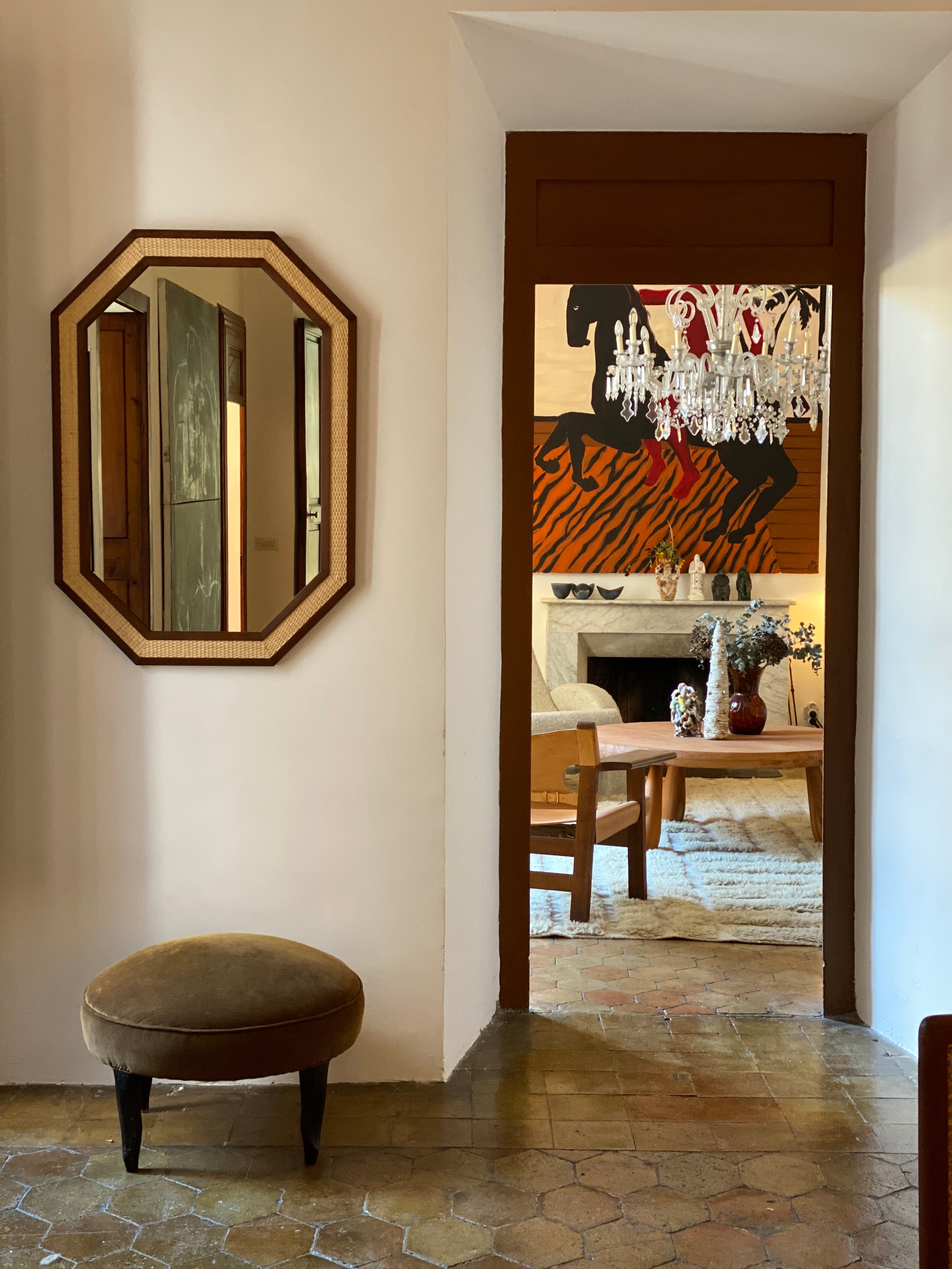 Lustro RATTAN Mahagoni und Rattan