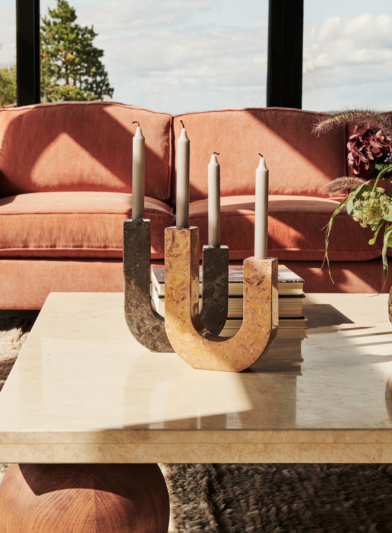 ARCO Candle Holder Gray Marble