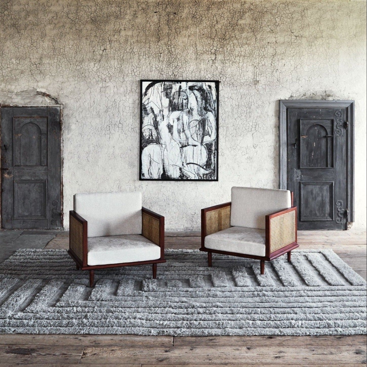 Vloerkleed SHAGGY LABYRINTH beige met lange haren