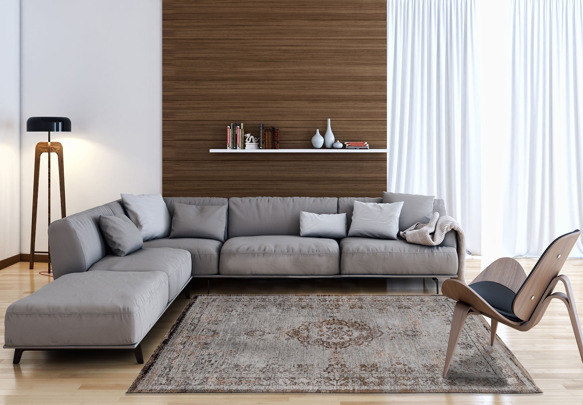 Vloerkleed MEDAILLON GREY EBONY bruin-grijs