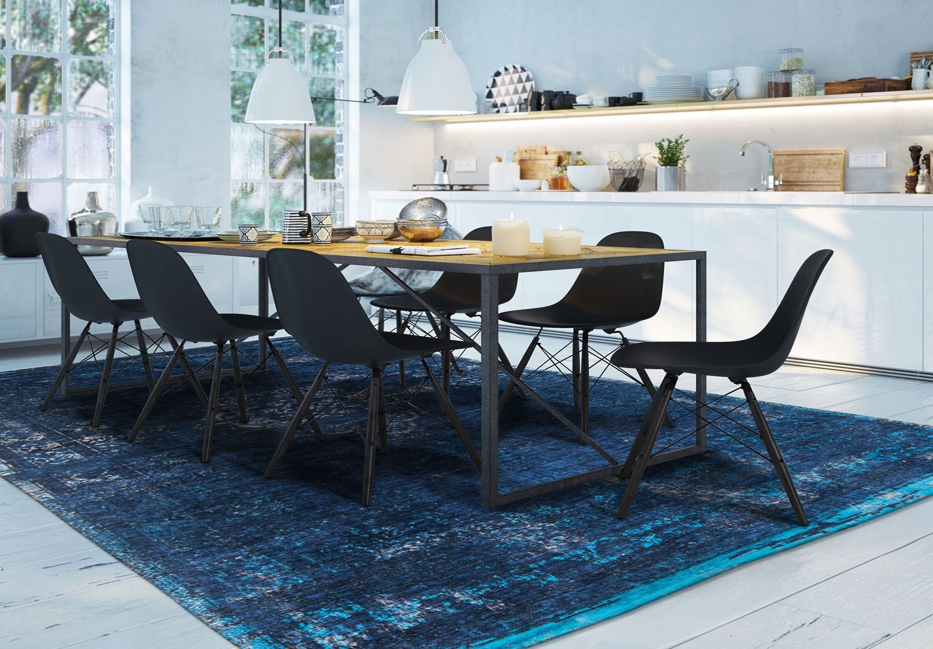 Tapijt MEDAILLE BLAAUWE NACHT graniet