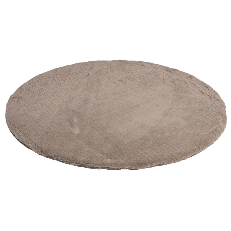Rundteppich SAIFO sandfarben mit langem Flor
