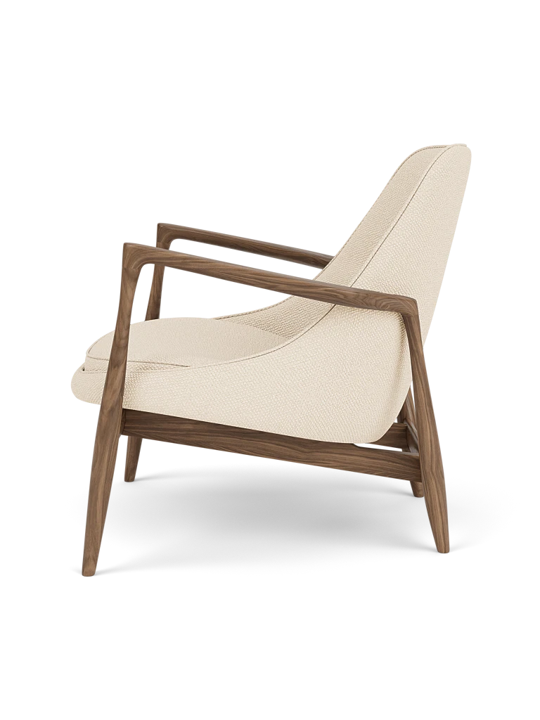 ELIZABETH cream armchair with walnut base