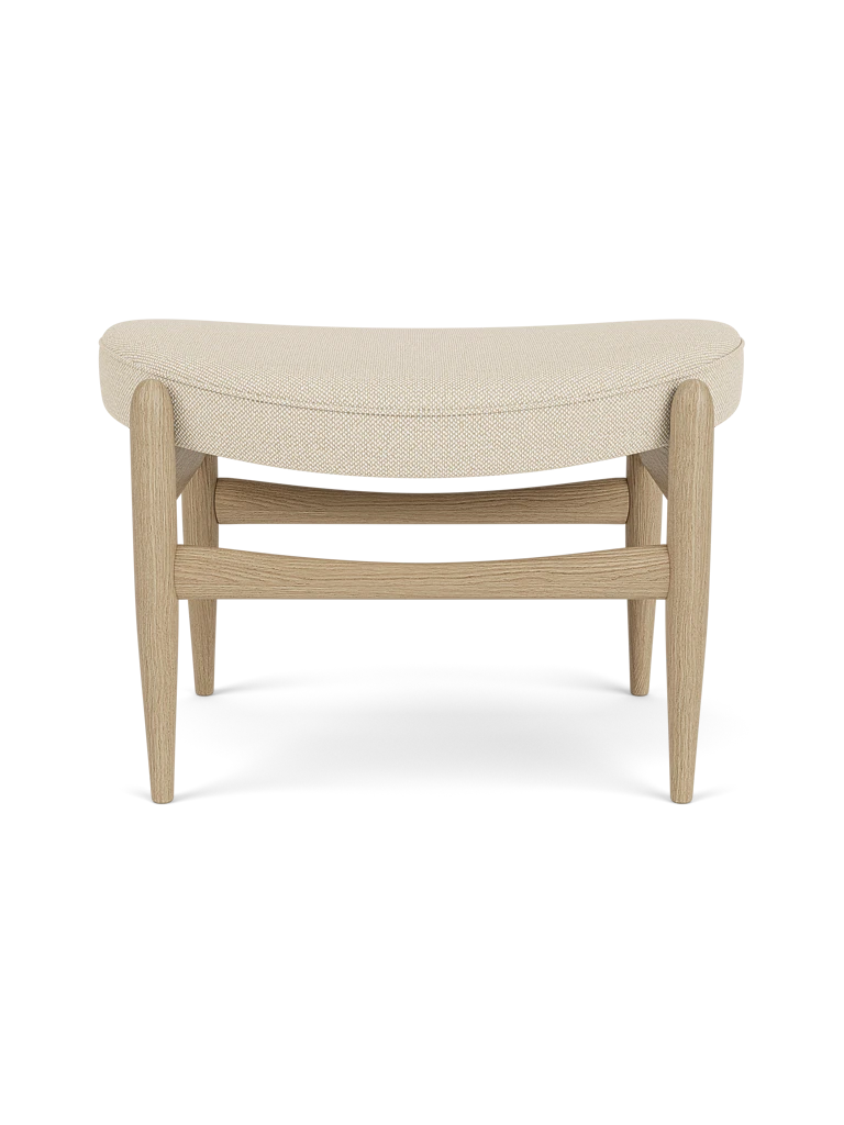 Fußhocker ELIZABETH beige mit Eichenbasis