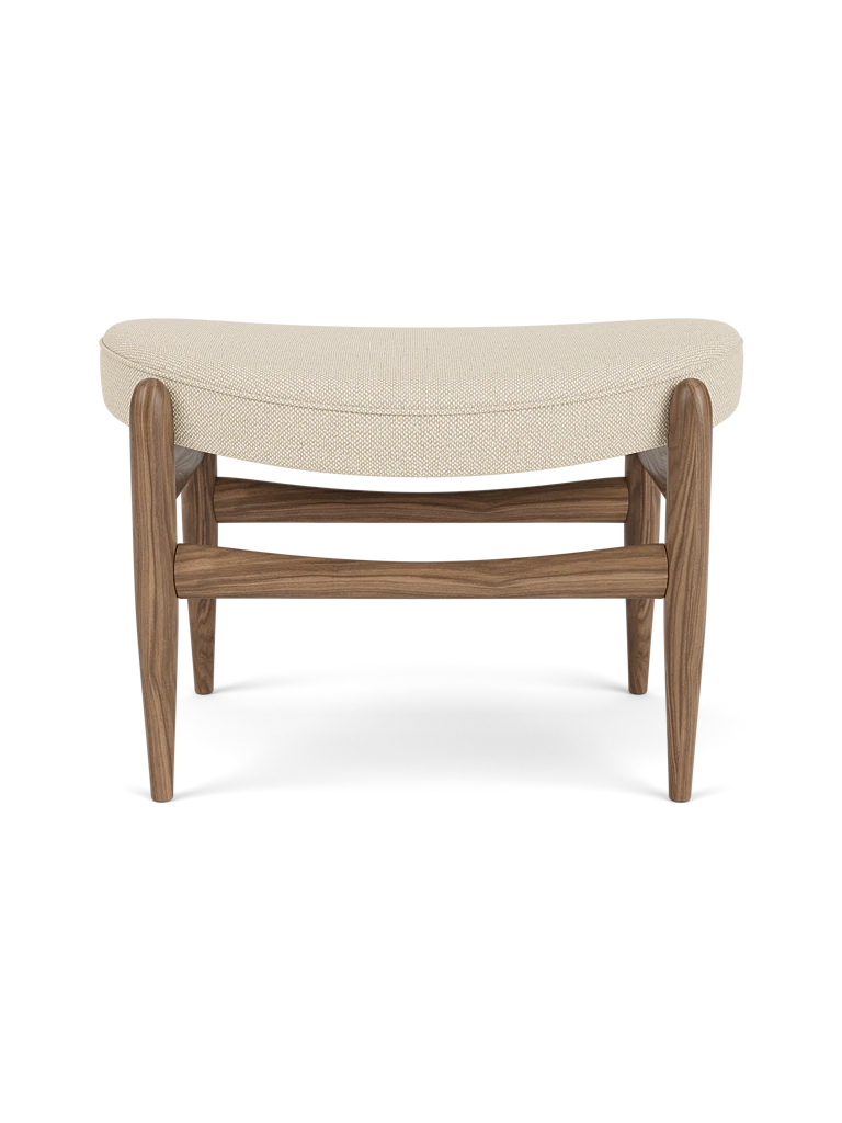 ELIZABETH beige footstool with walnut base