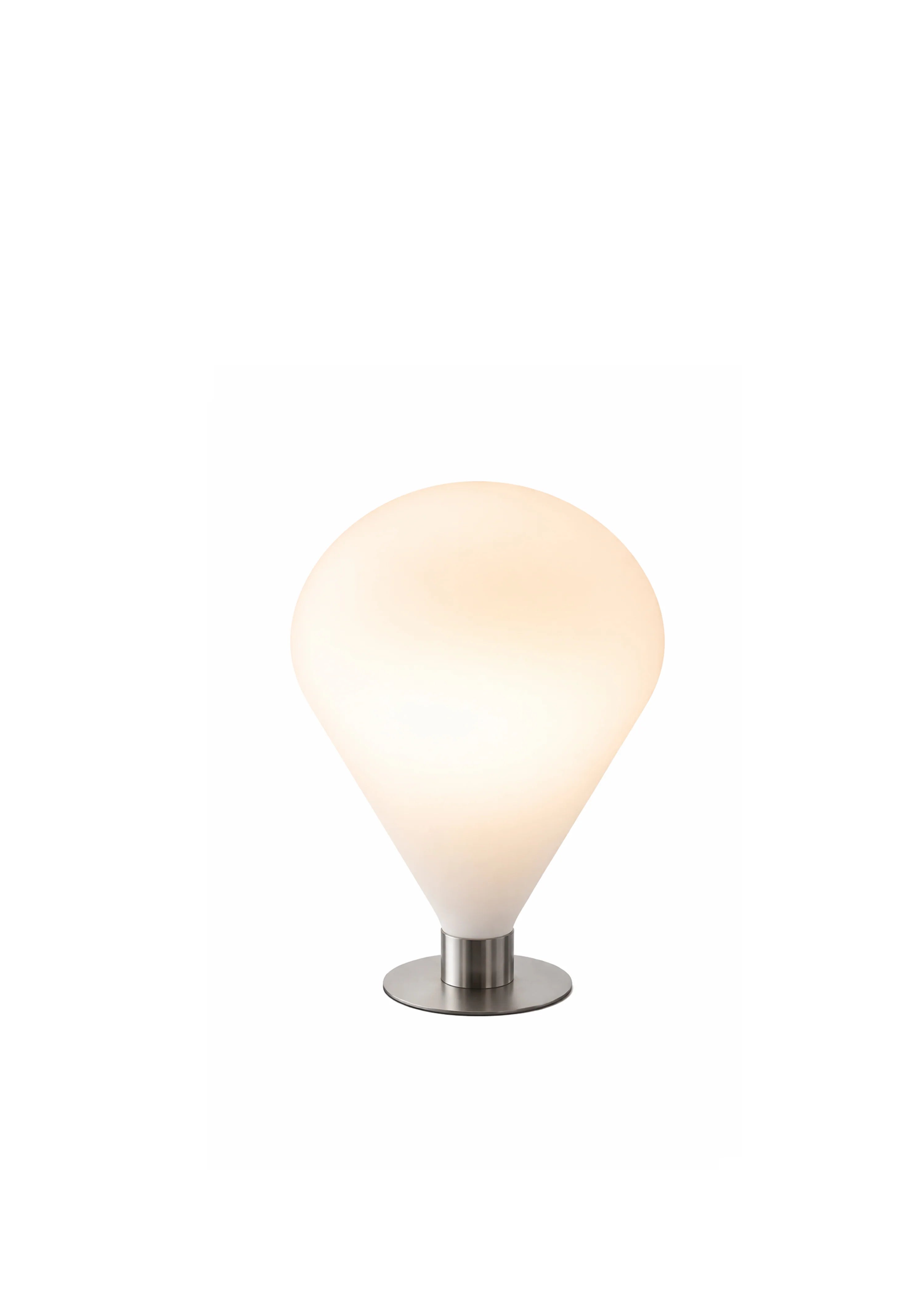 Lampa stołowa ELY biały klosz ze srebrną podstawą z oświetleniem LED