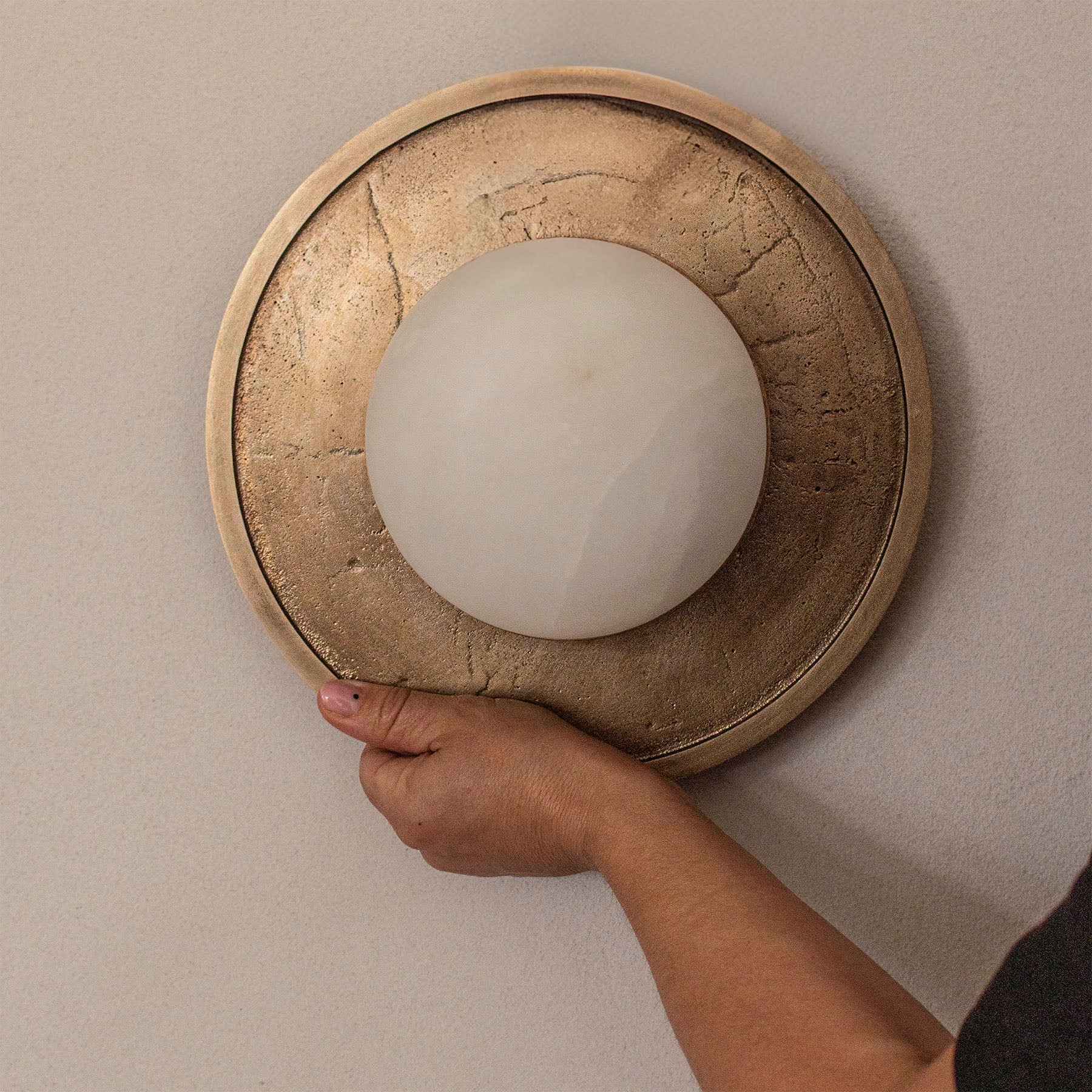 Plafon alabaster FULL MOON gebürstetes Messing