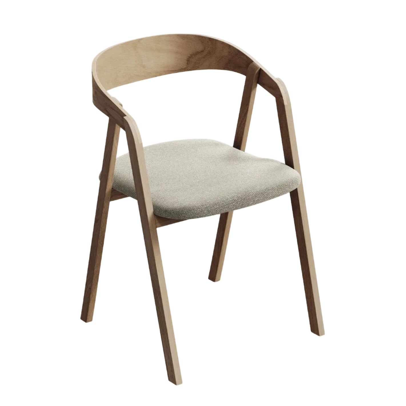 Stoel ERIKA taupe boucle met beukenhouten basis