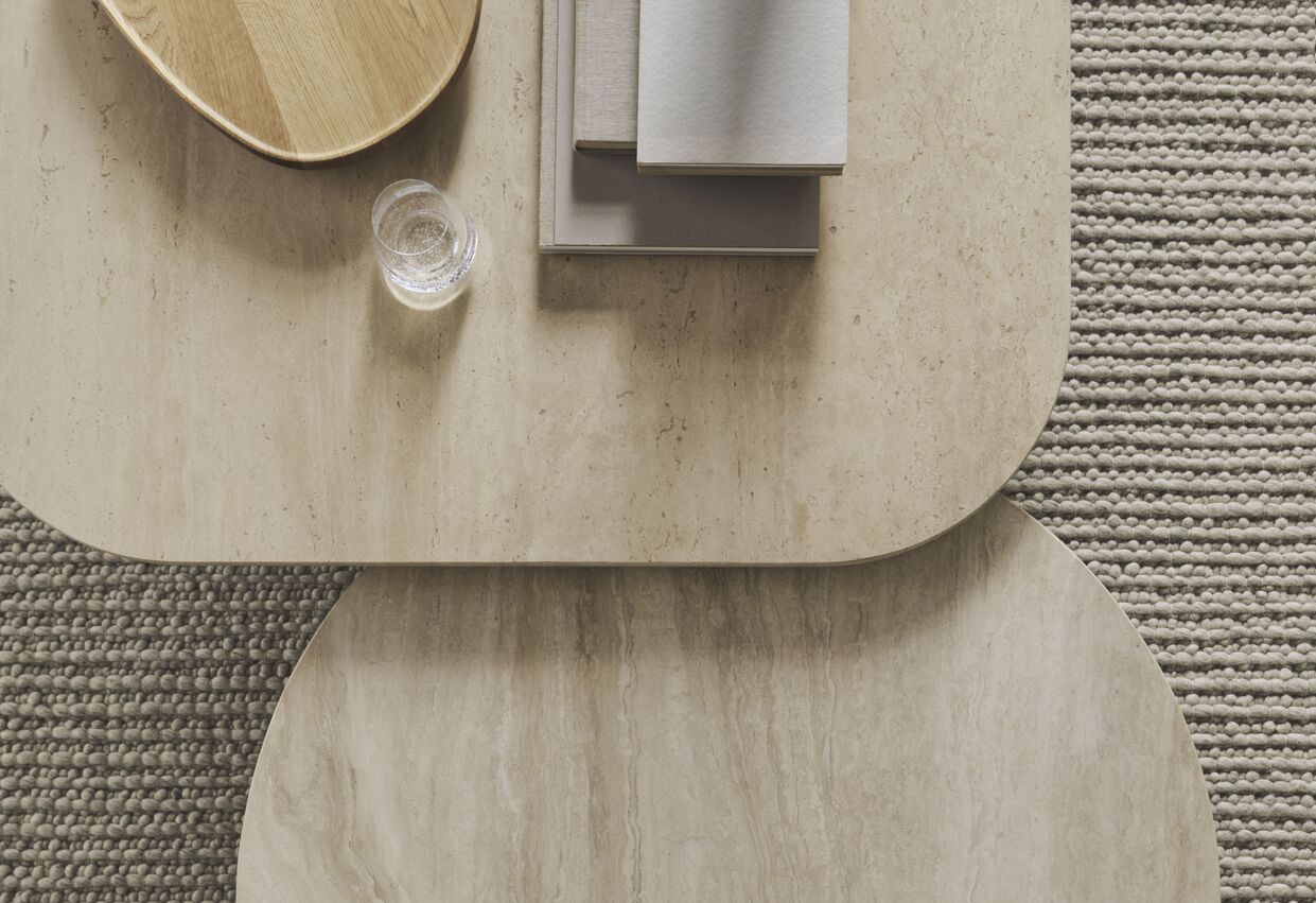 Ronde salontafel EIDA zandkleurig travertin