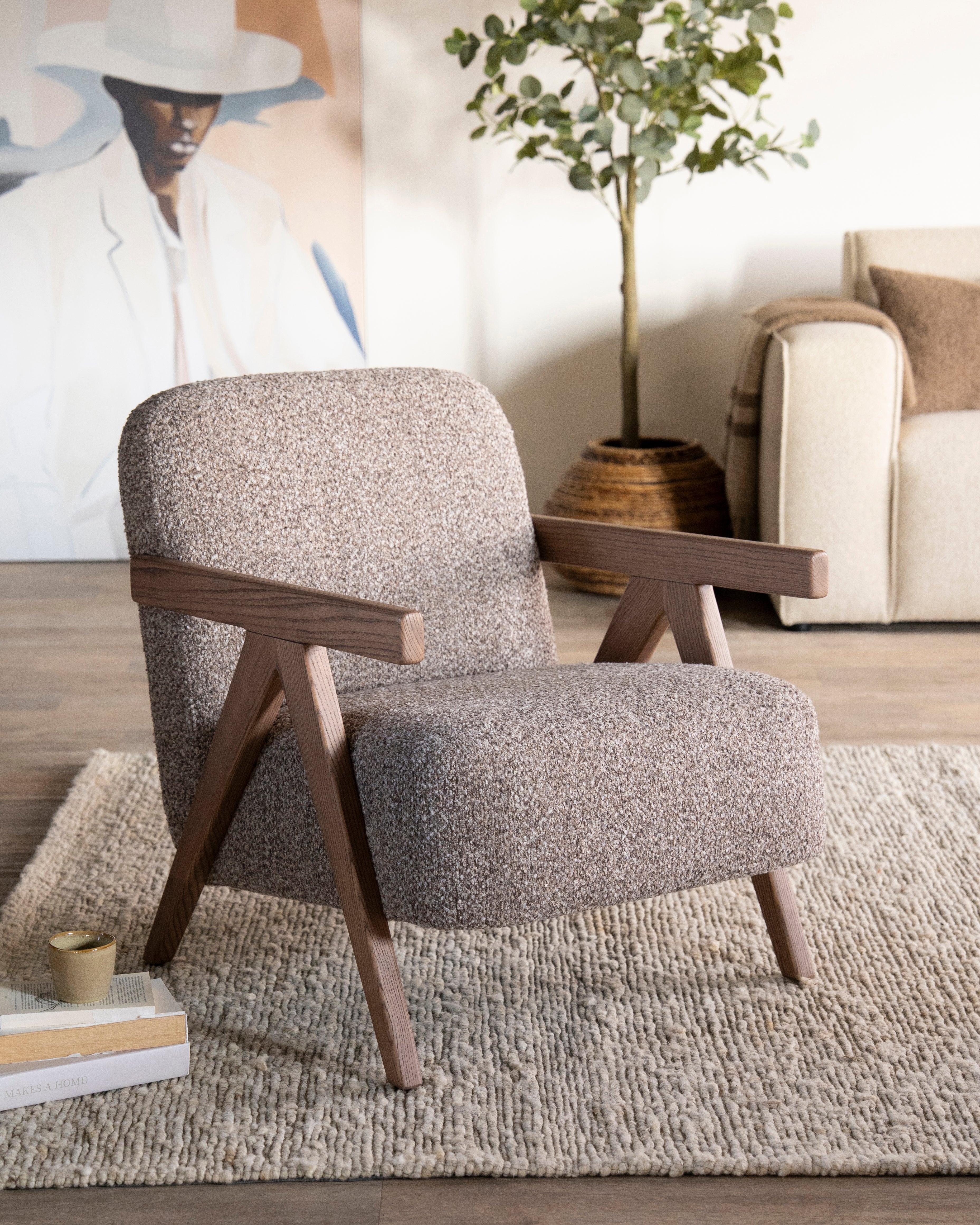 Sessel FRANCIS dunkelbeige mit Holzgestell
