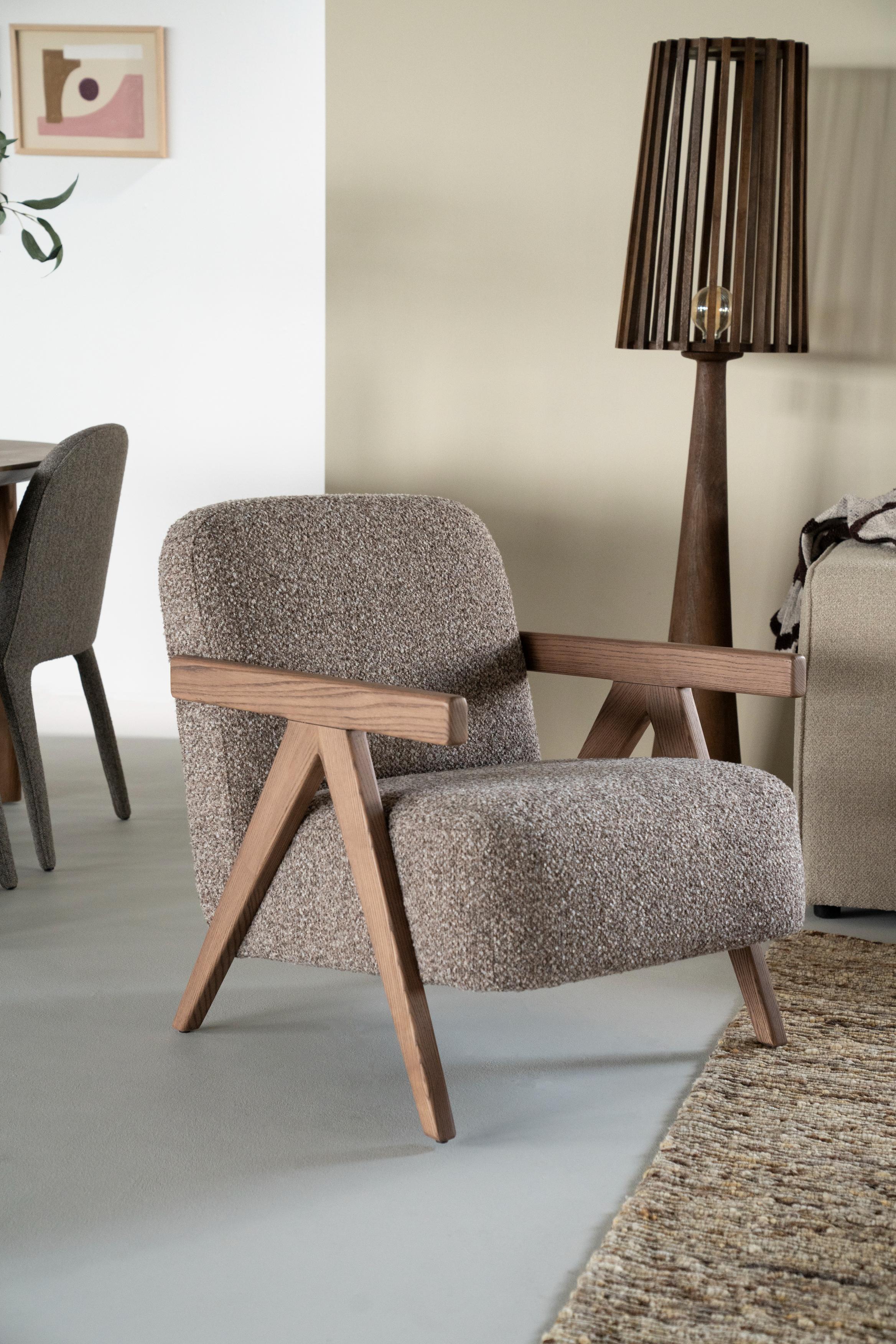 Sessel FRANCIS dunkelbeige mit Holzgestell