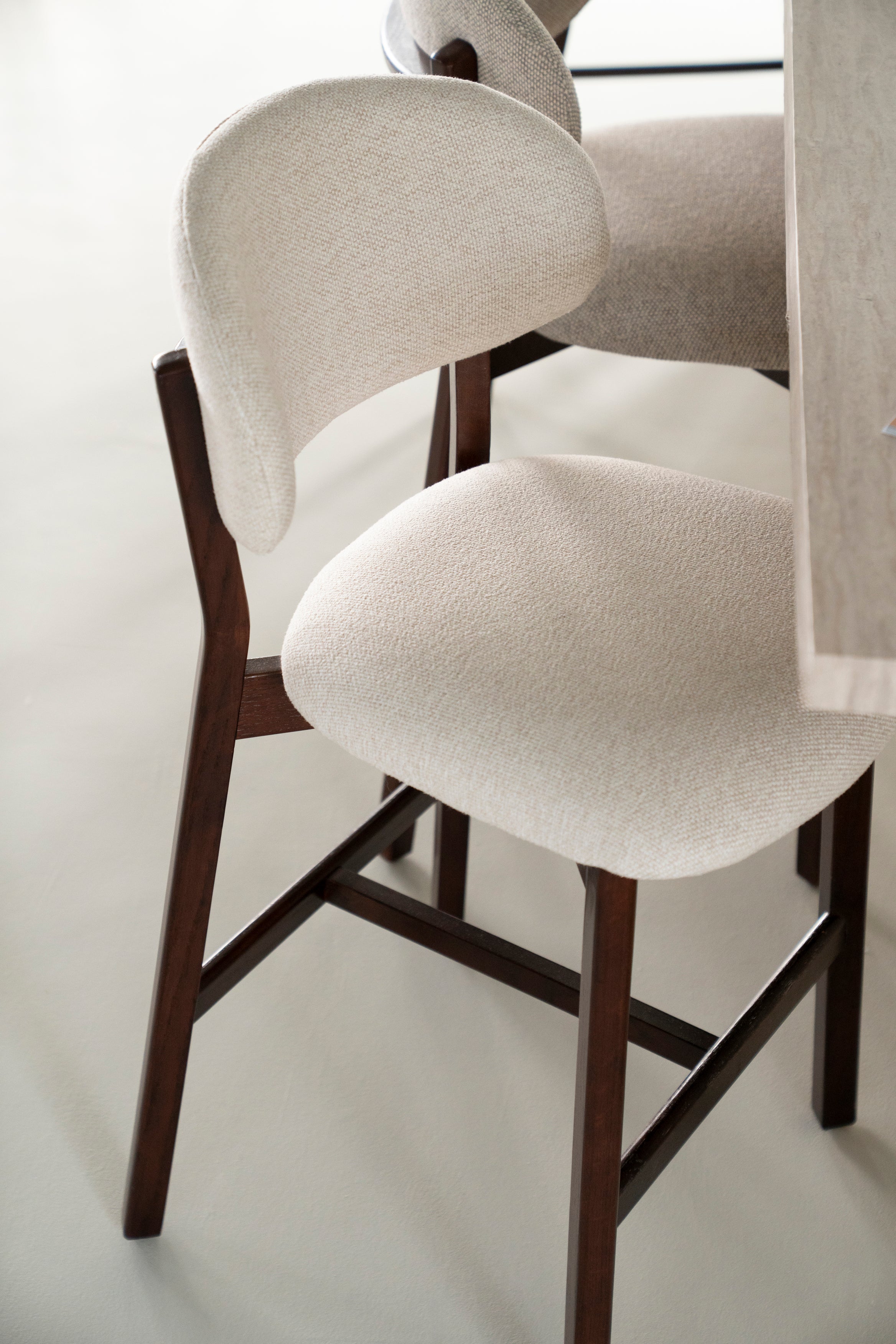 MIKKY Beige Stool with Dark Oak Base