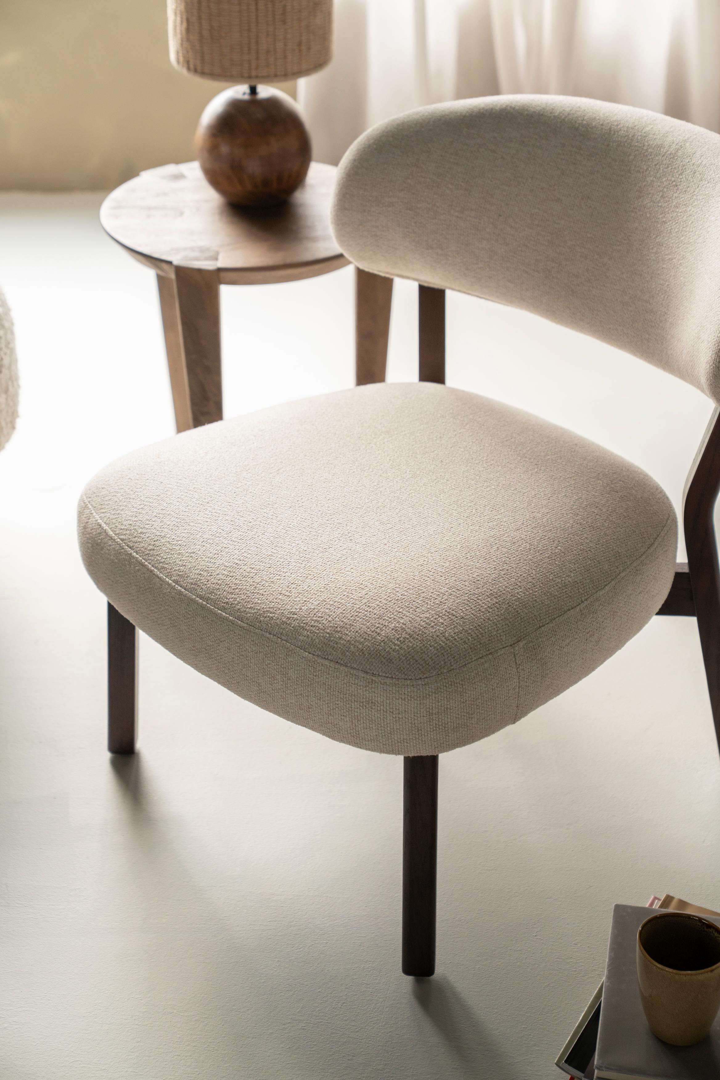 Sessel MIKKY hellbeige mit dunklem Holzgestell