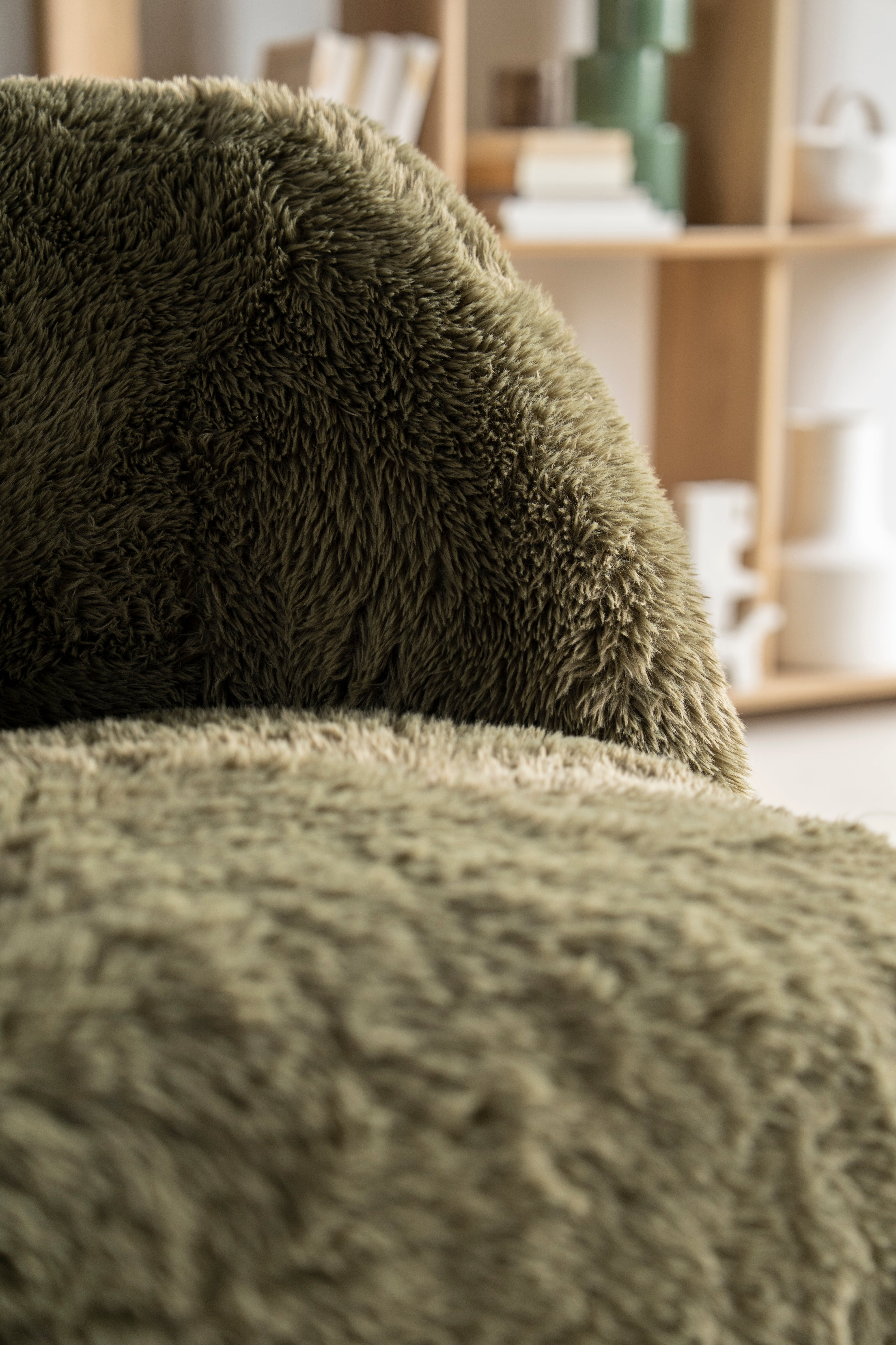 SAMSON green furry armchair