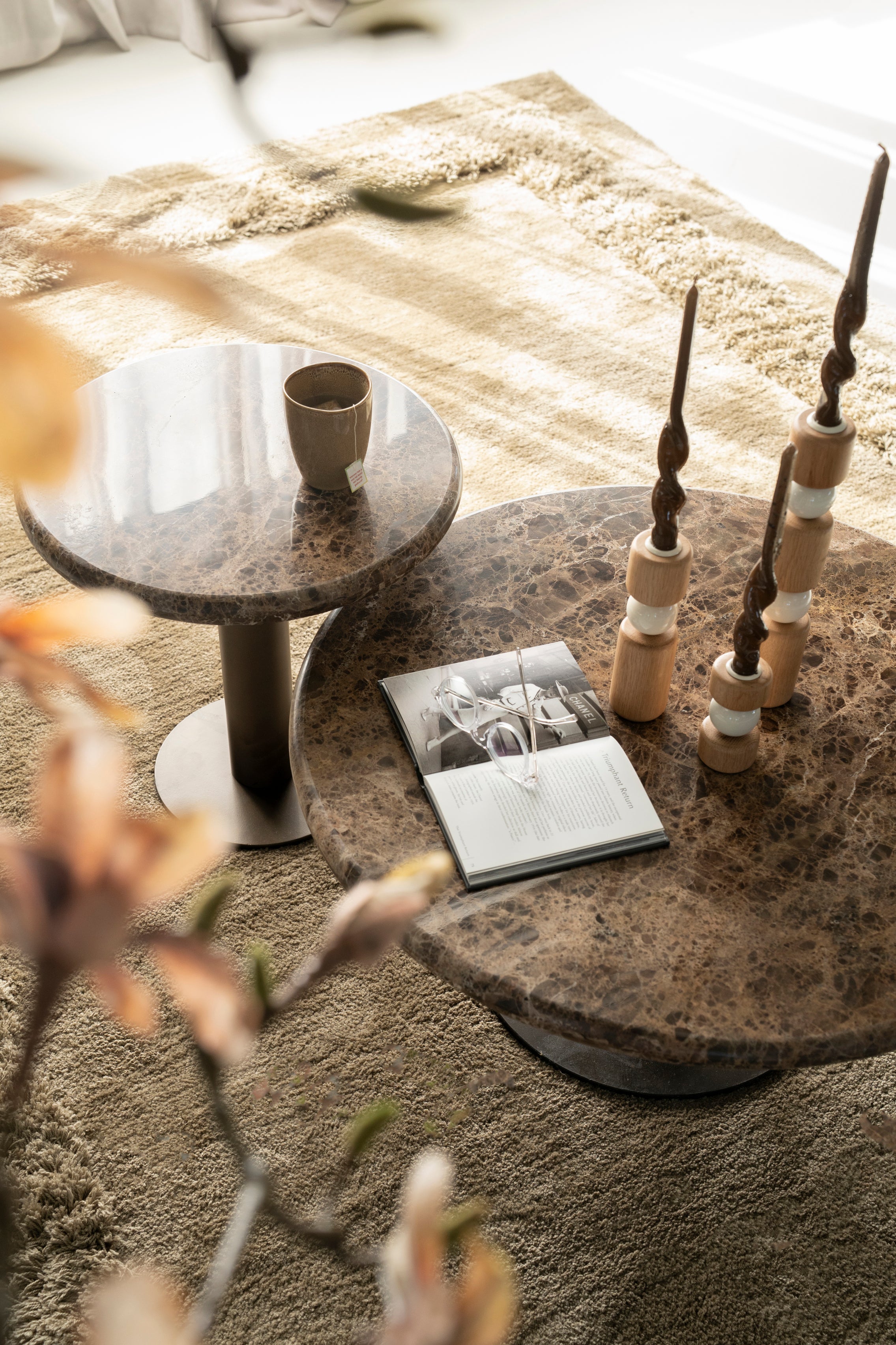 Beistelltisch LUIGI brauner Marmor