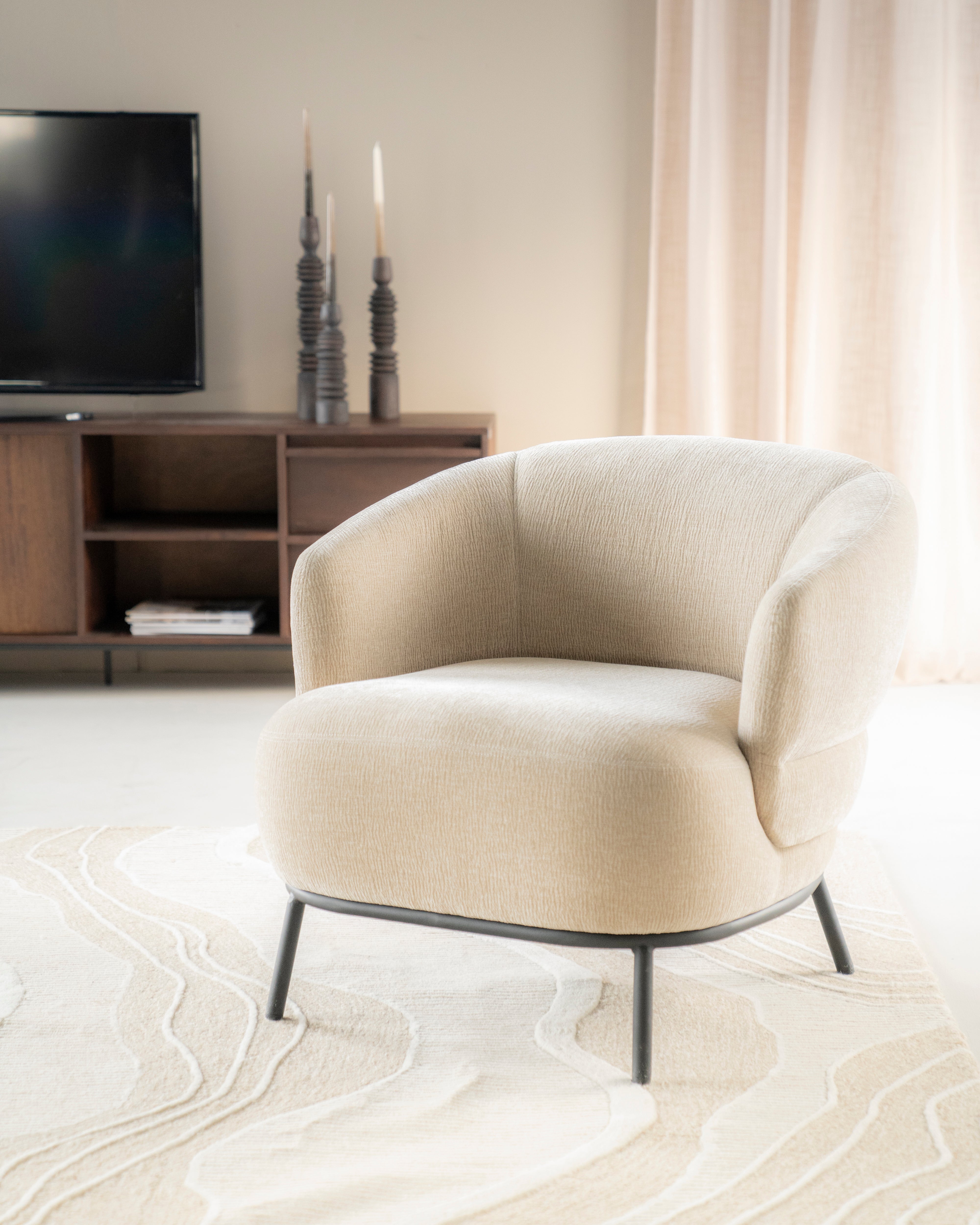 Sessel DAVID beige mit schwarzem Gestell