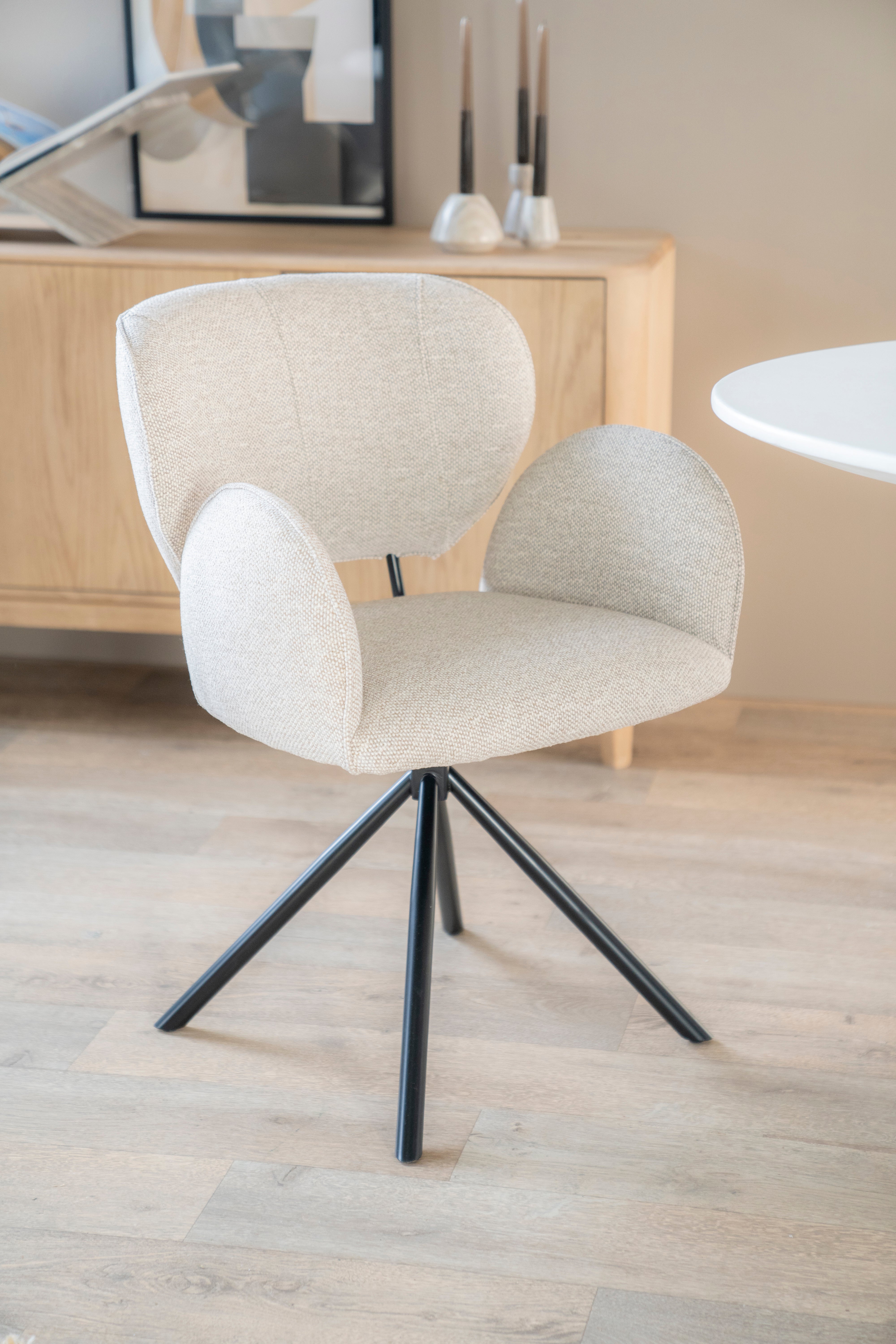 ROSALIN Chair Beige with Black Base
