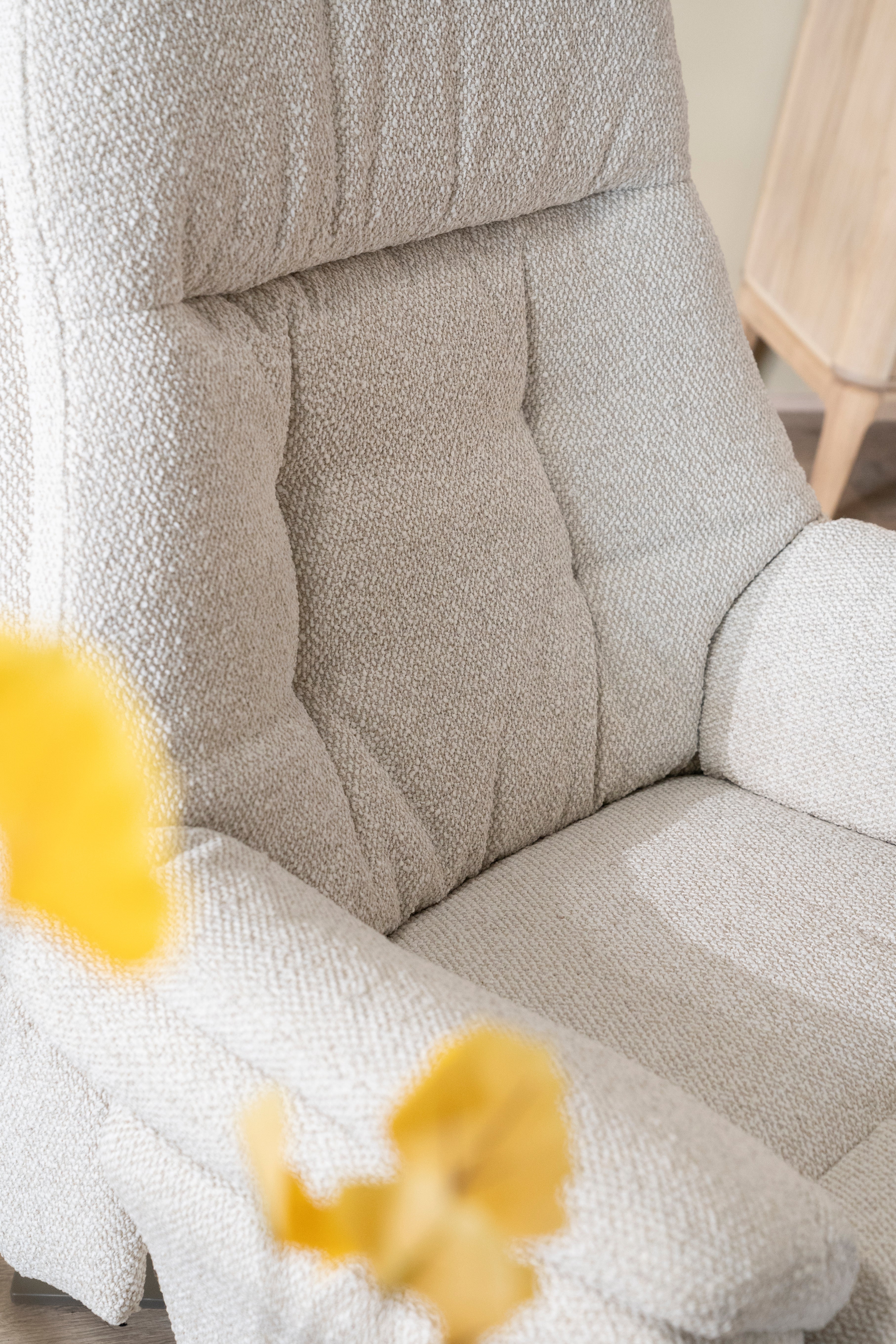 Sessel mit Fußstütze CALEB beige mit schwarzem Gestell