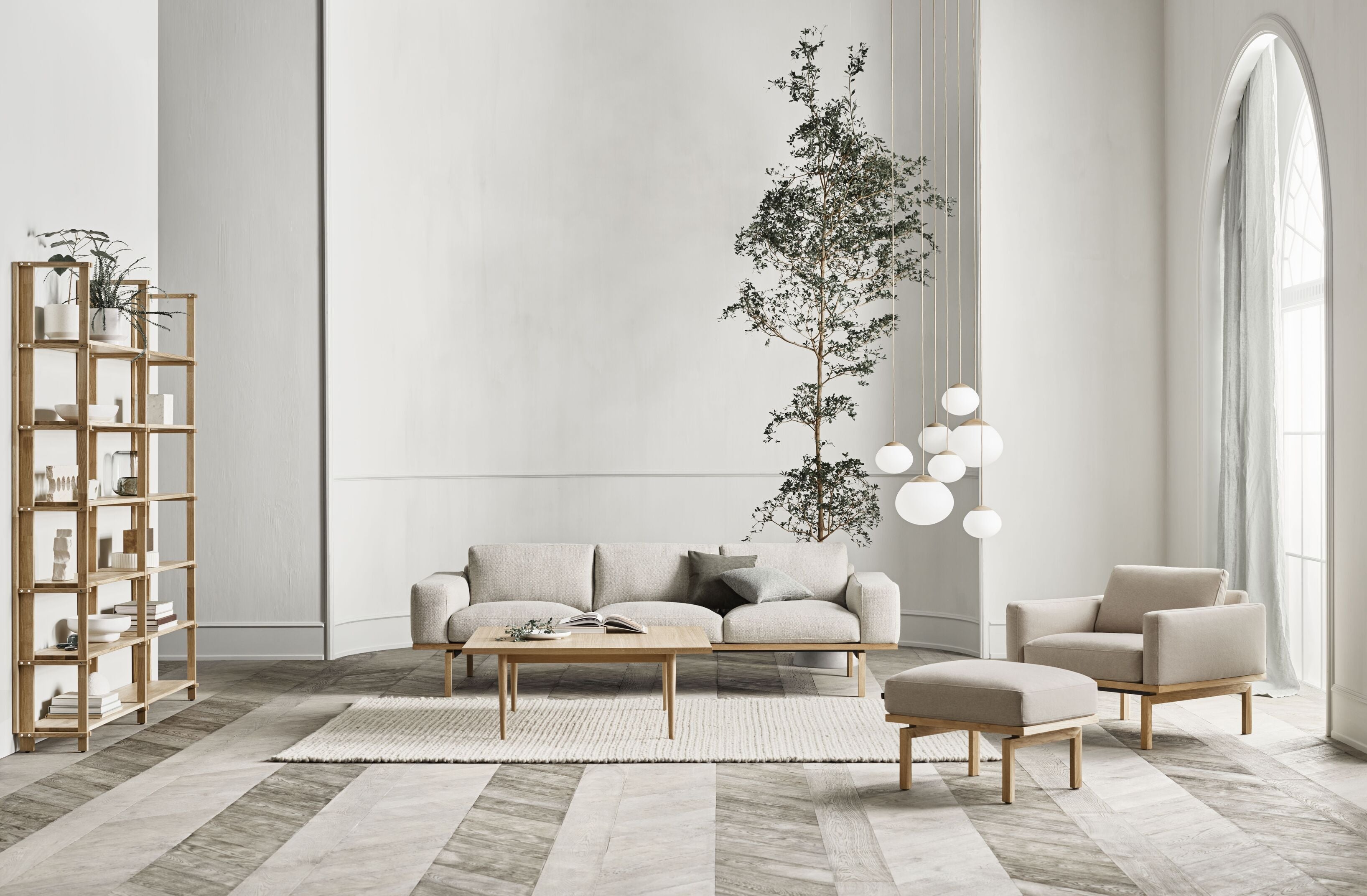 Fauteuil ELTON basis van gebleekt eikenhout