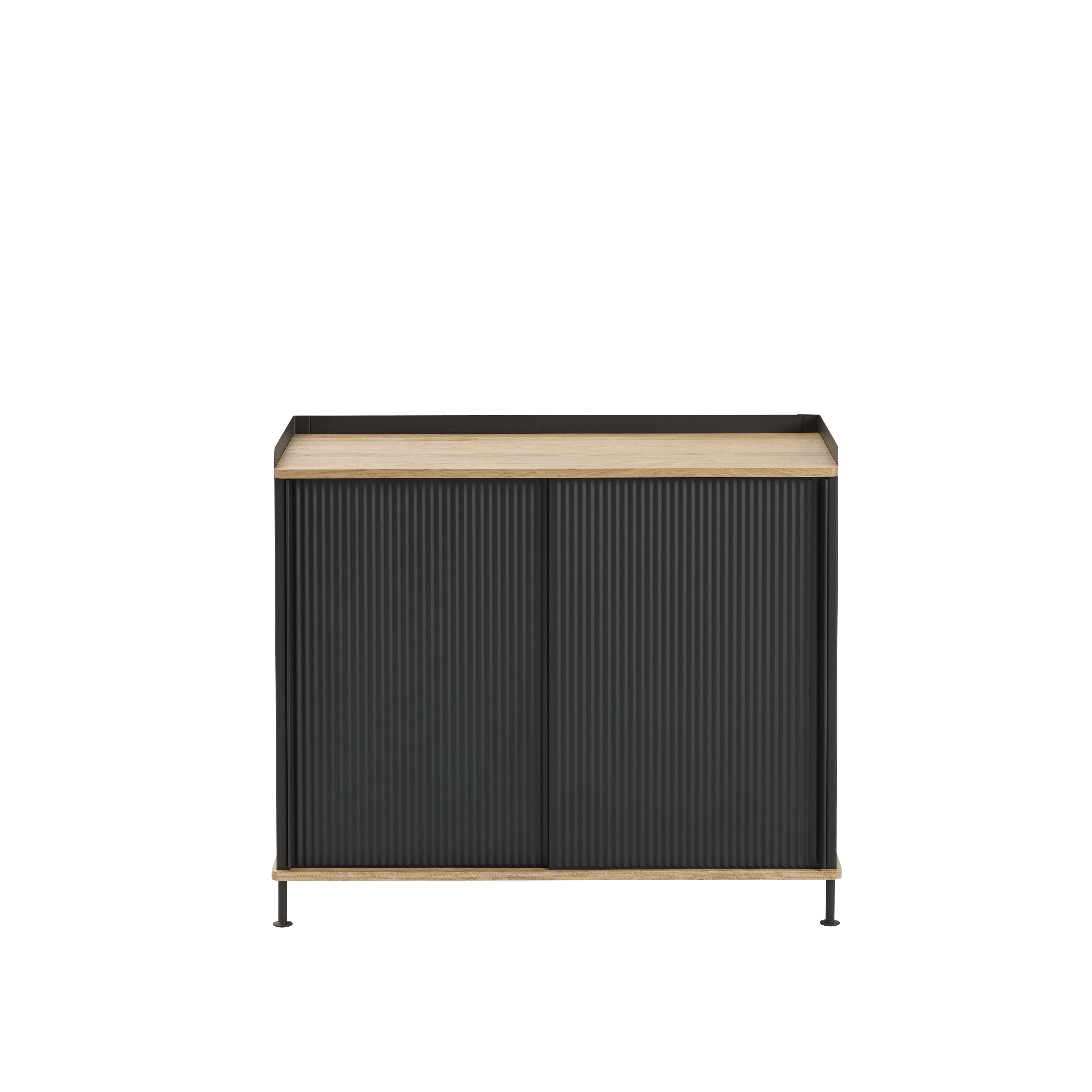 ENFOLD kast zwart met eiken blad