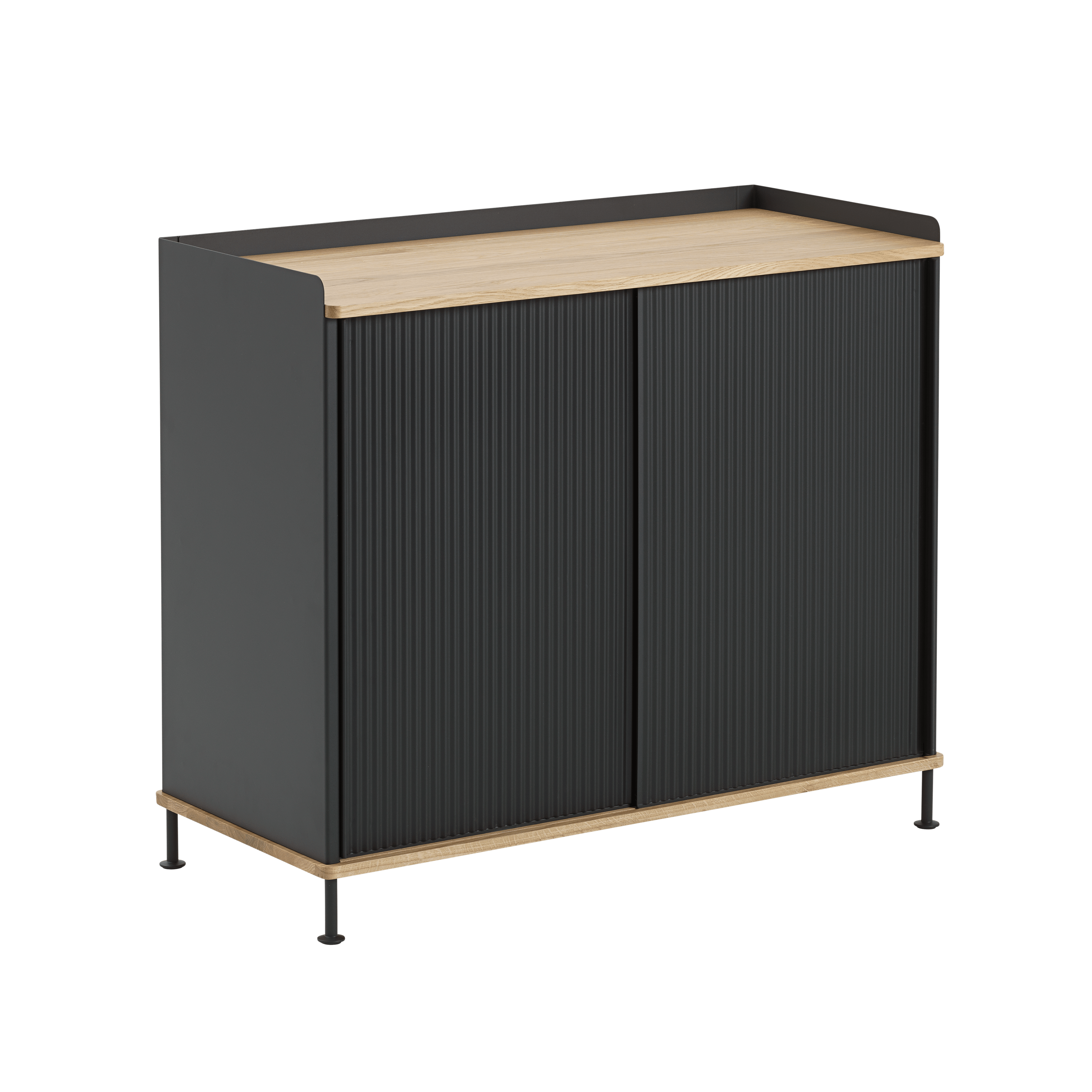 ENFOLD kast zwart met eiken blad