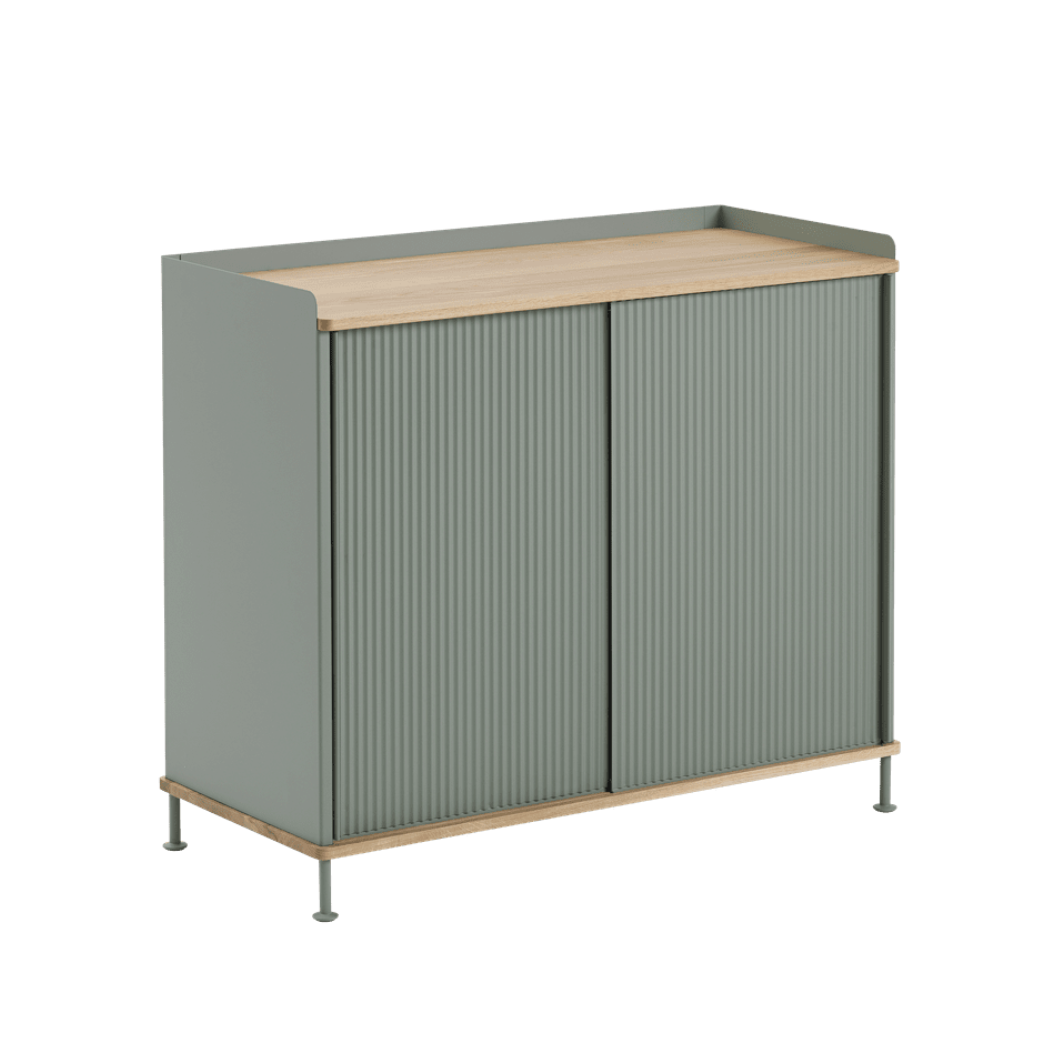 ENFOLD kast vuilgroen met eiken blad