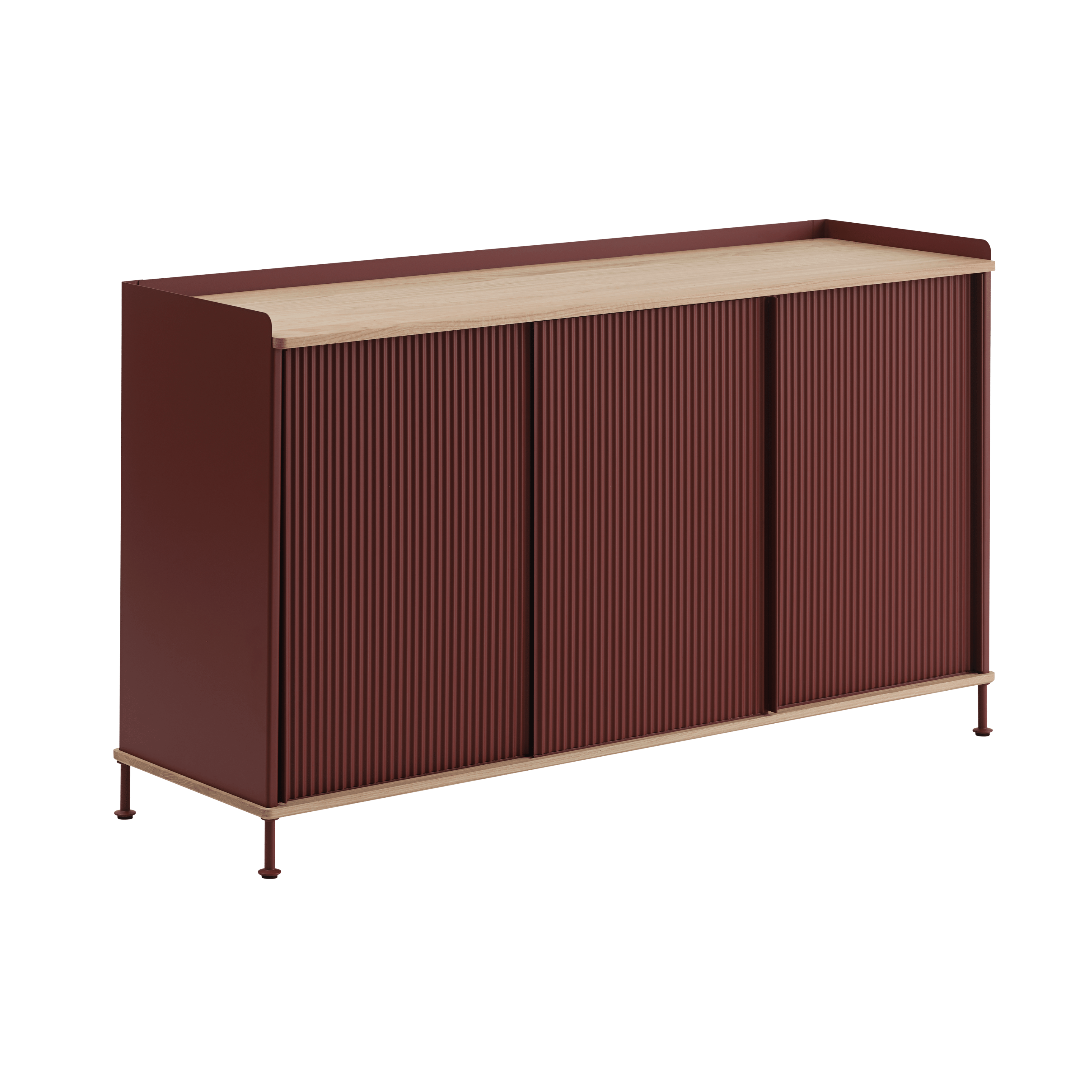 Kommode ENFOLD bordeaux met eiken blad