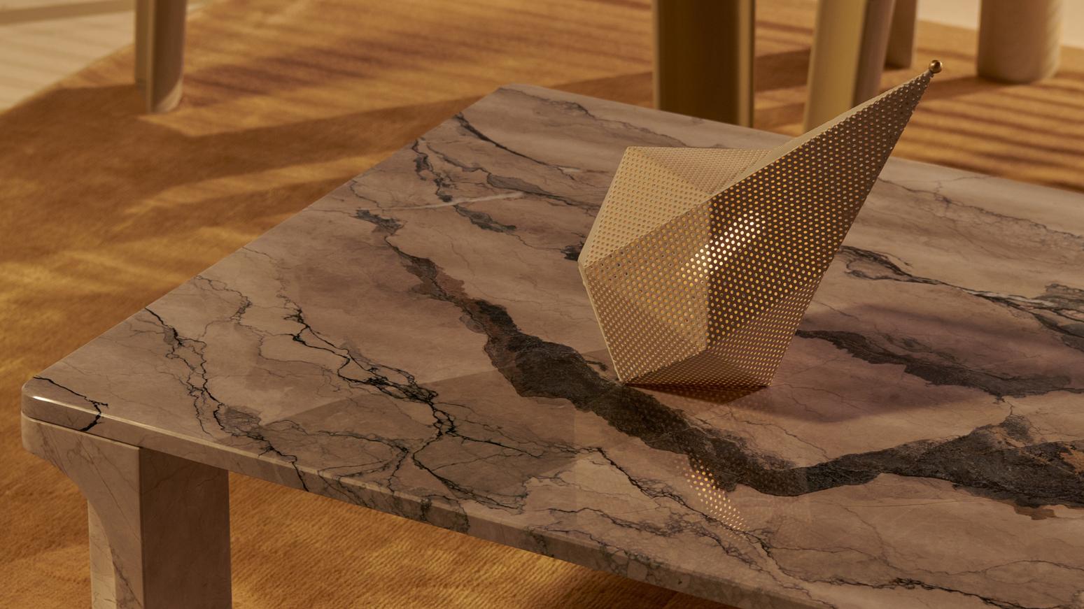 DORIC crème-grijze keramische salontafel