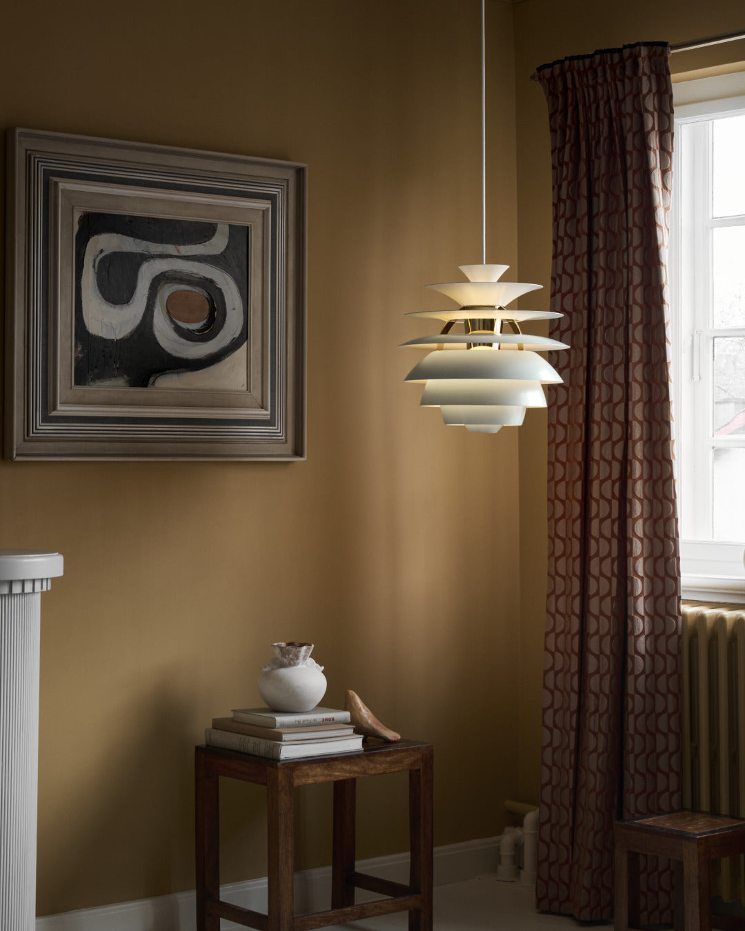 Hanglamp PH SNOWBALL vuilgroen met messing afwerking