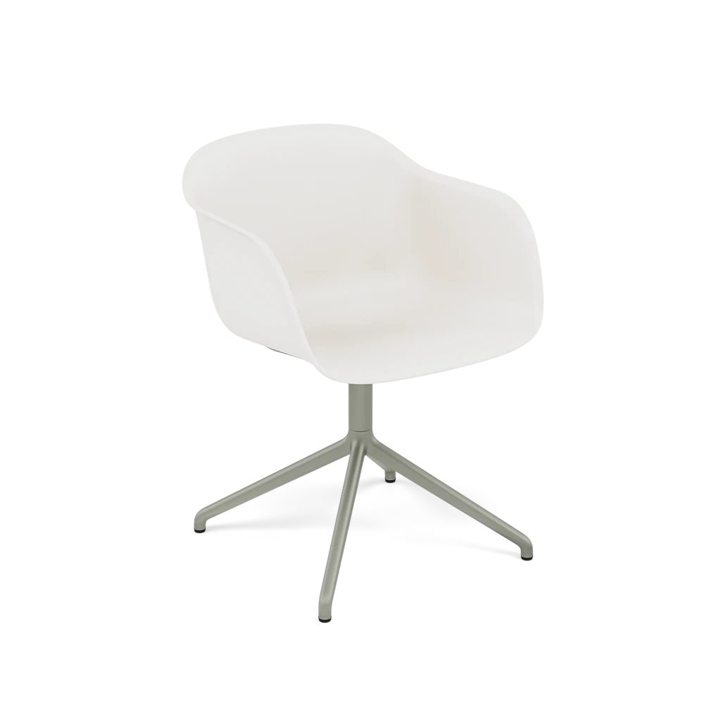 FIBER White Swivel Chair with Armrests
