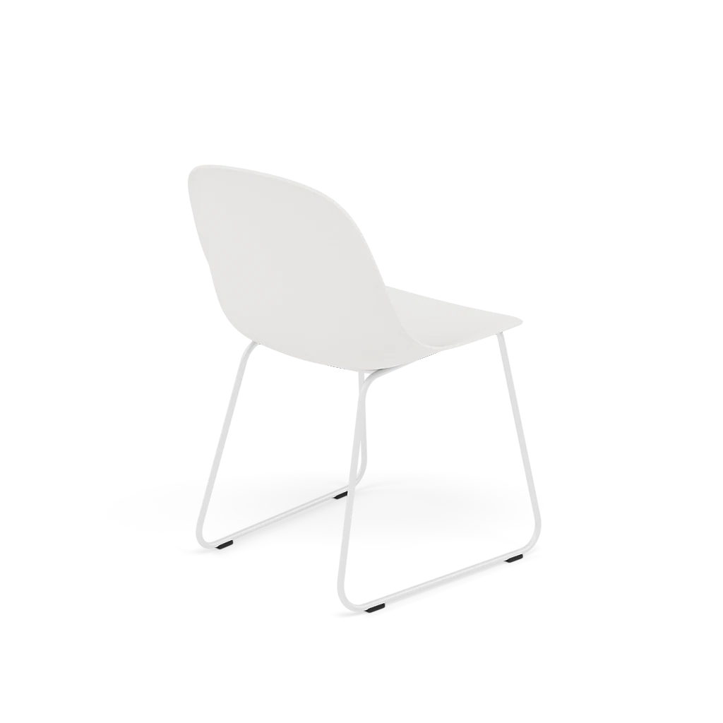 FIBER Chair in White with Steel Sled Base