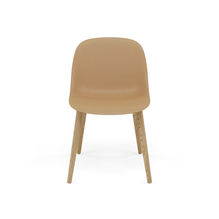 Stoel FIBER oker met houten basis