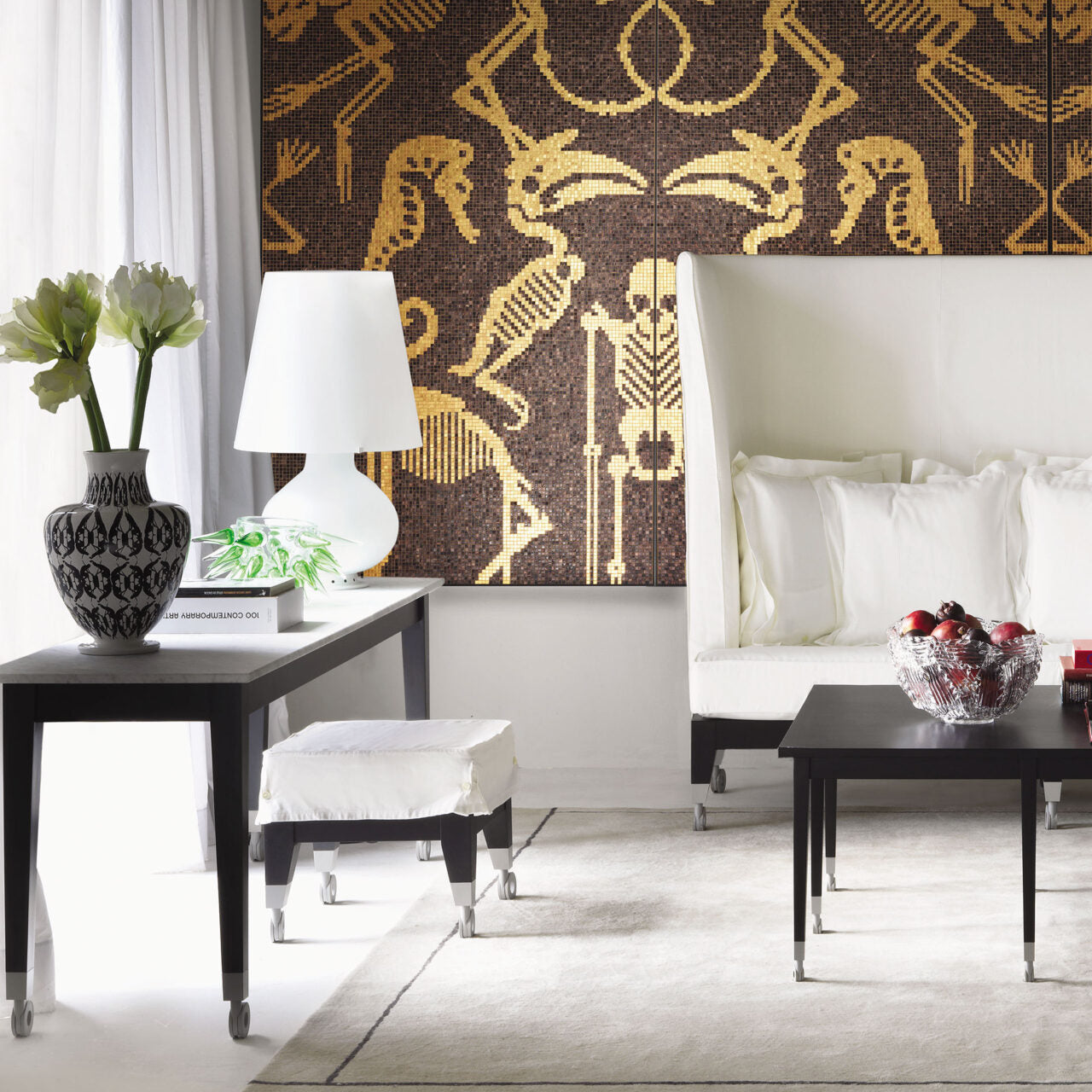 Tischlampe FONTANA 1853 weißes satinierte Glas mundgeblasen