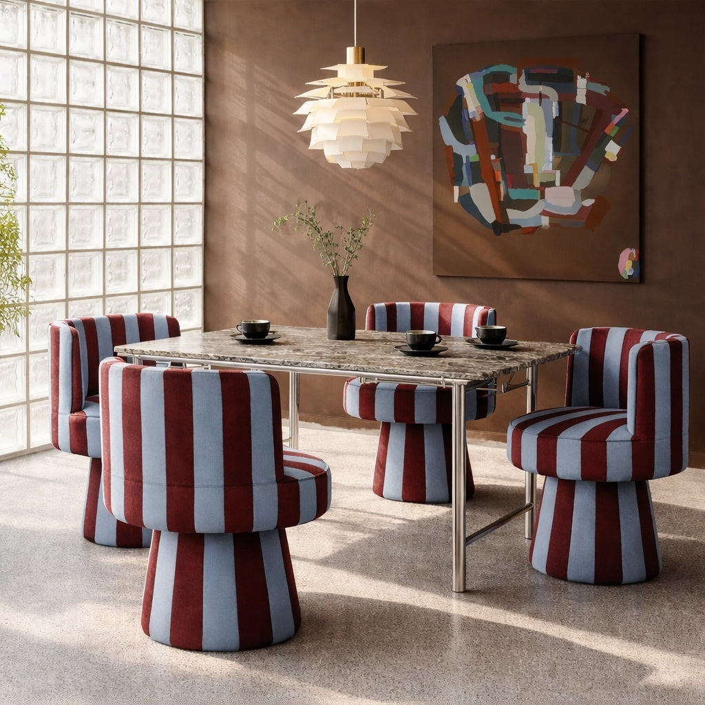 Draaistoel LINEA SOFT bordeaux met blauw