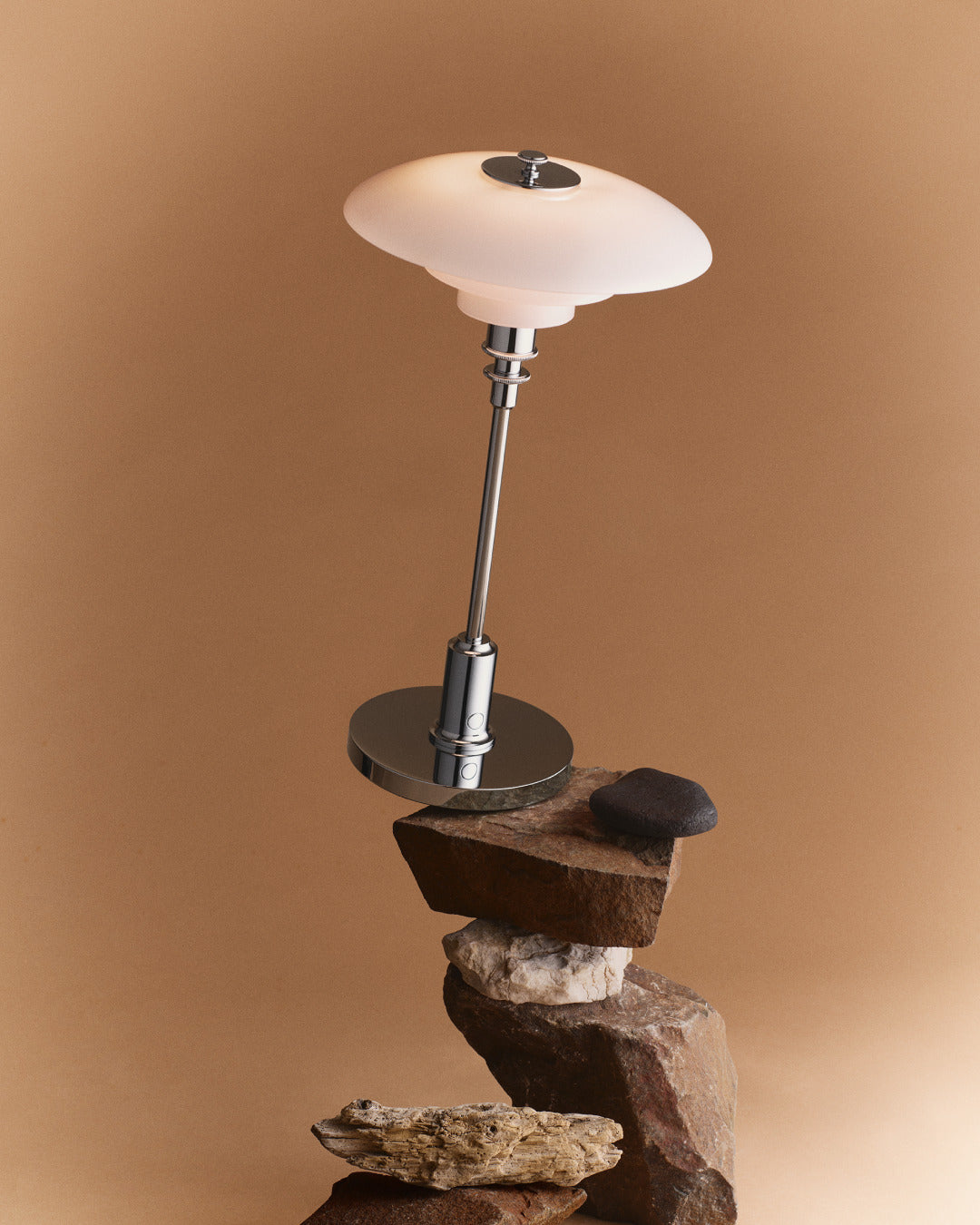 Draagbare lamp PH 2/1 wit met verchroomde voet