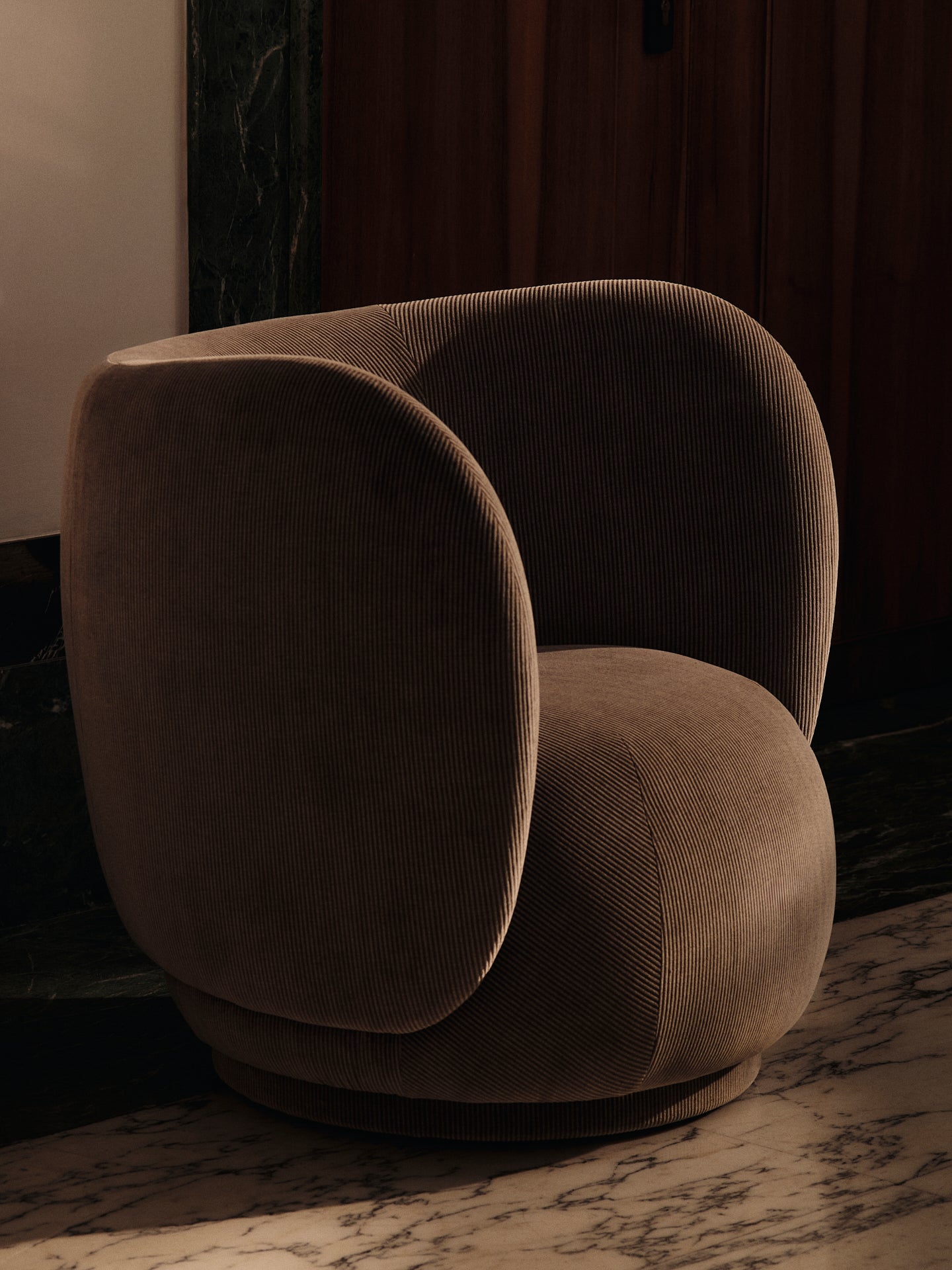 Fotel RICO LOUNGE Devoré Velvet krzemienny grau