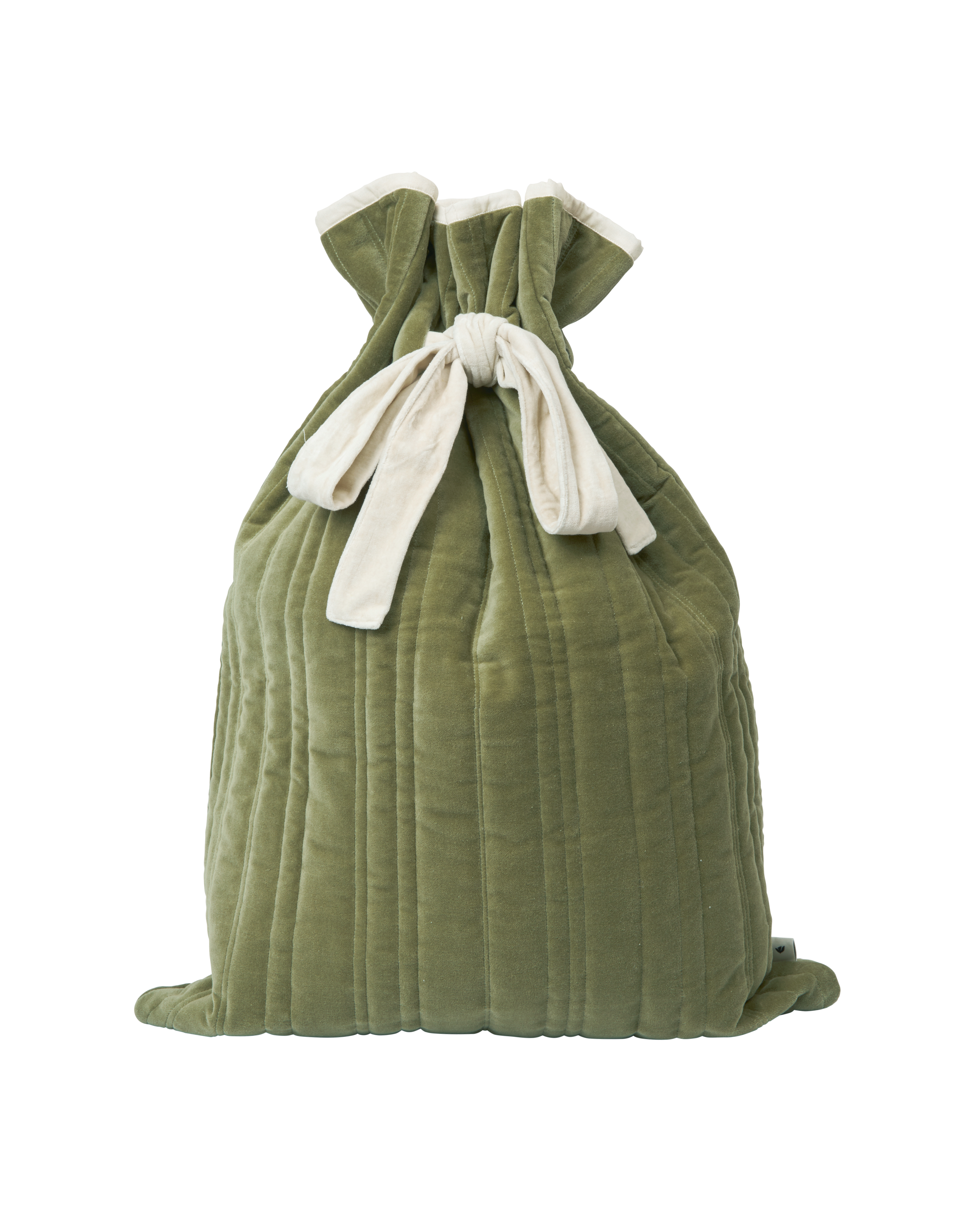VARI QUILTED SACK gift bag green with white