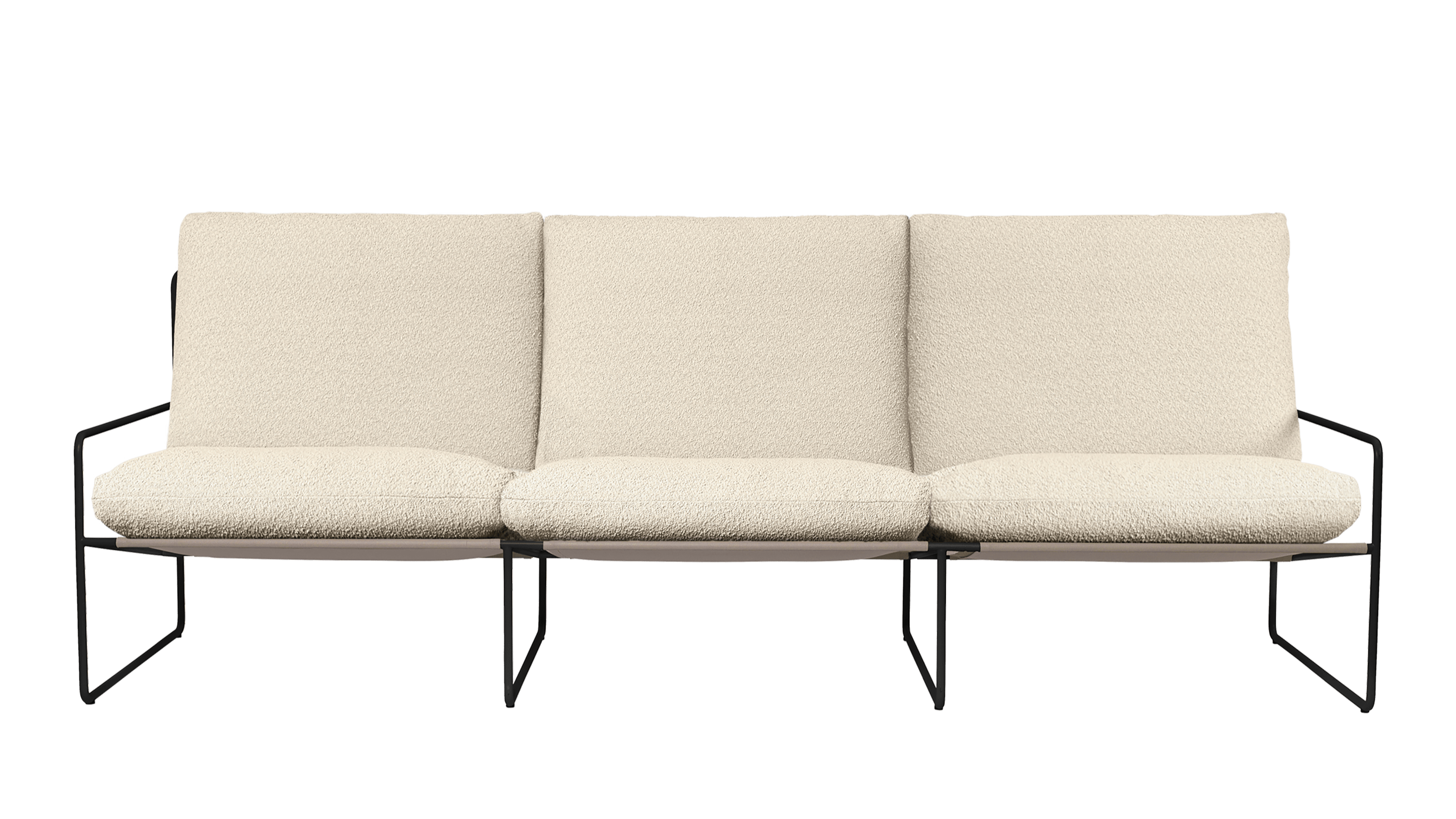 Sofa 3-Sitzer für den Außenbereich DESERT gebrochenes Weiß mit schwarzem Gestell