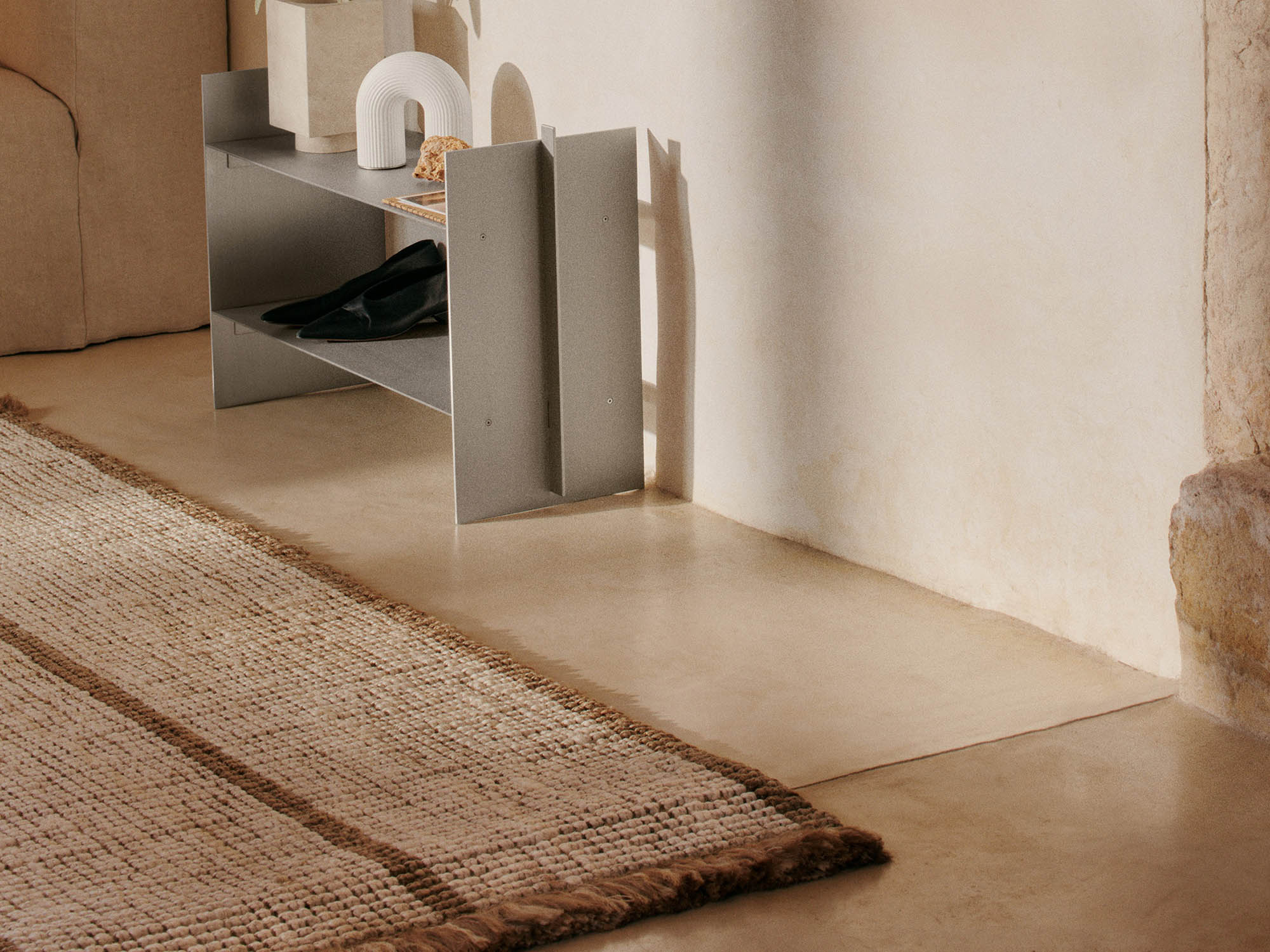 ATHENS STRIPES cream runner with jute