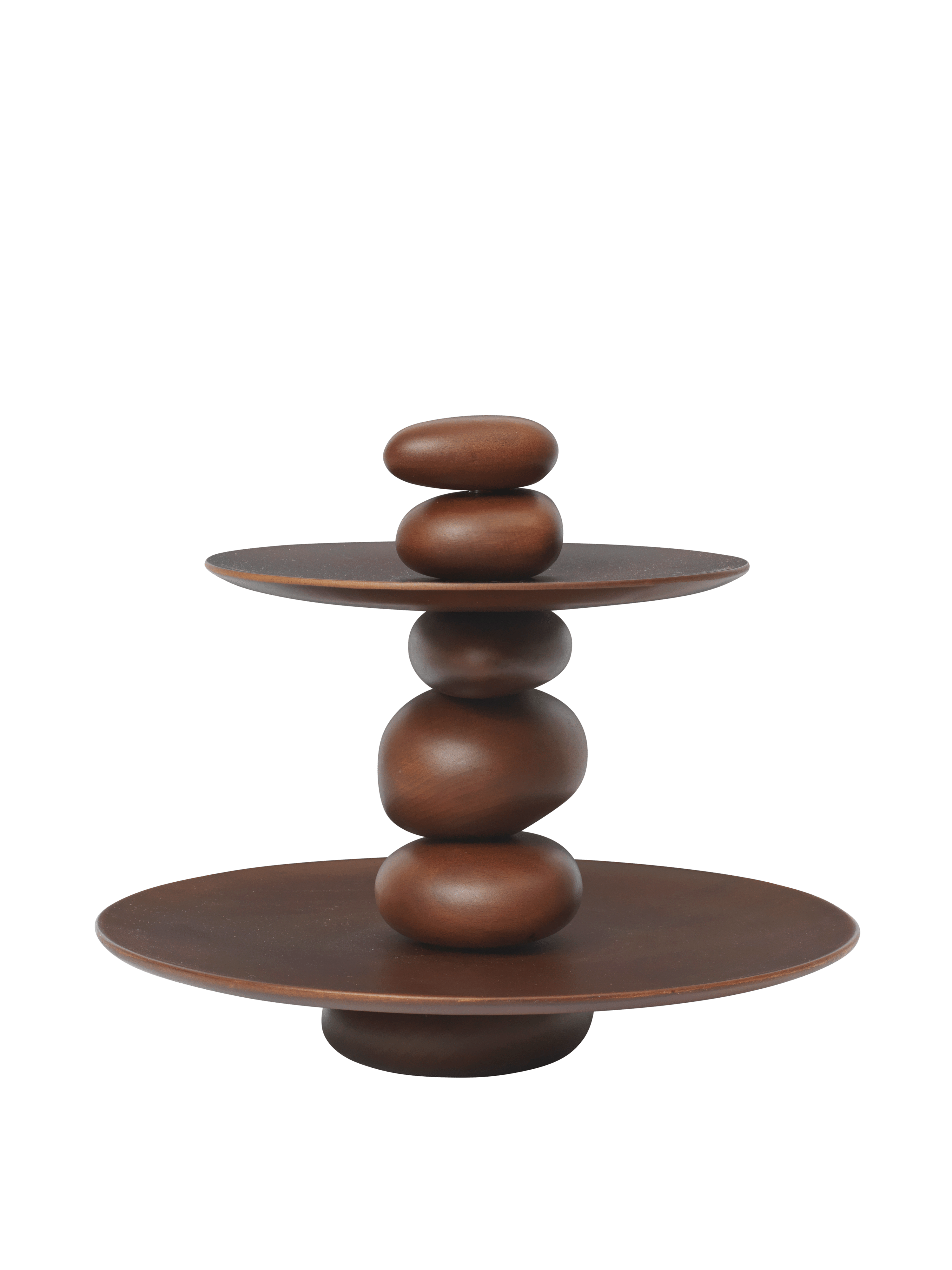 Patera PEBBLE DESSERT STAND dark brown beech wood