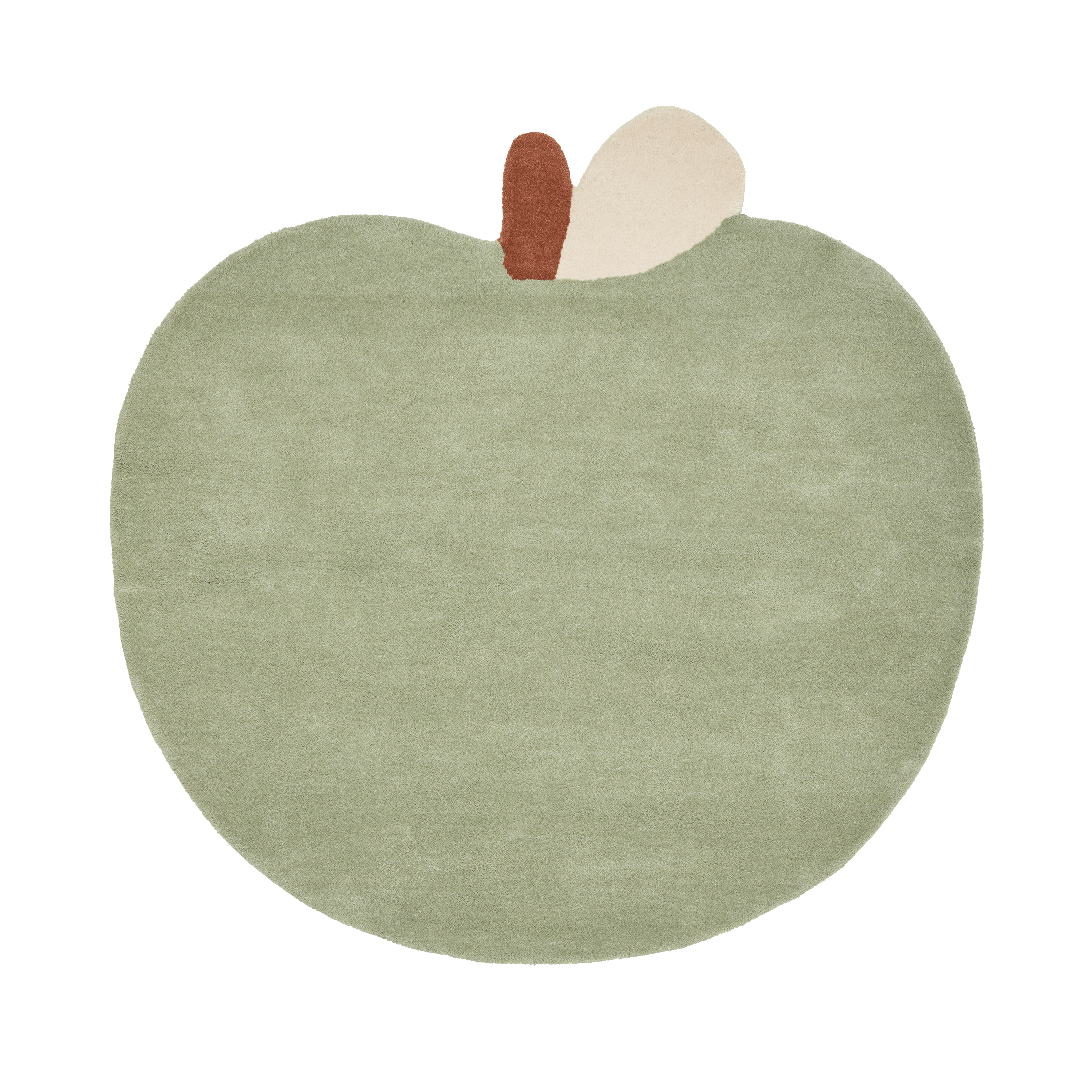 Kindertapijt APPLE groen met baksteenrood en beige
