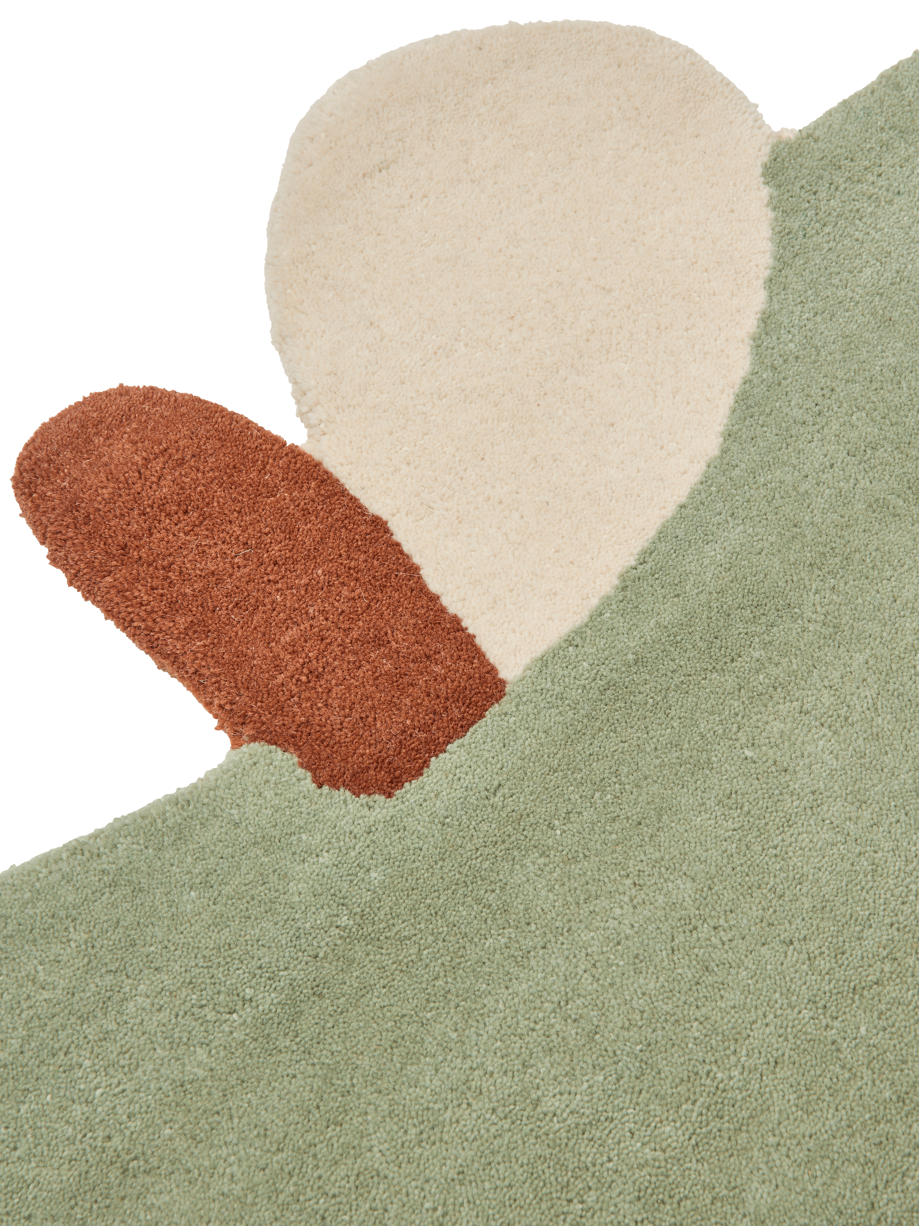 Kindertapijt APPLE groen met baksteenrood en beige