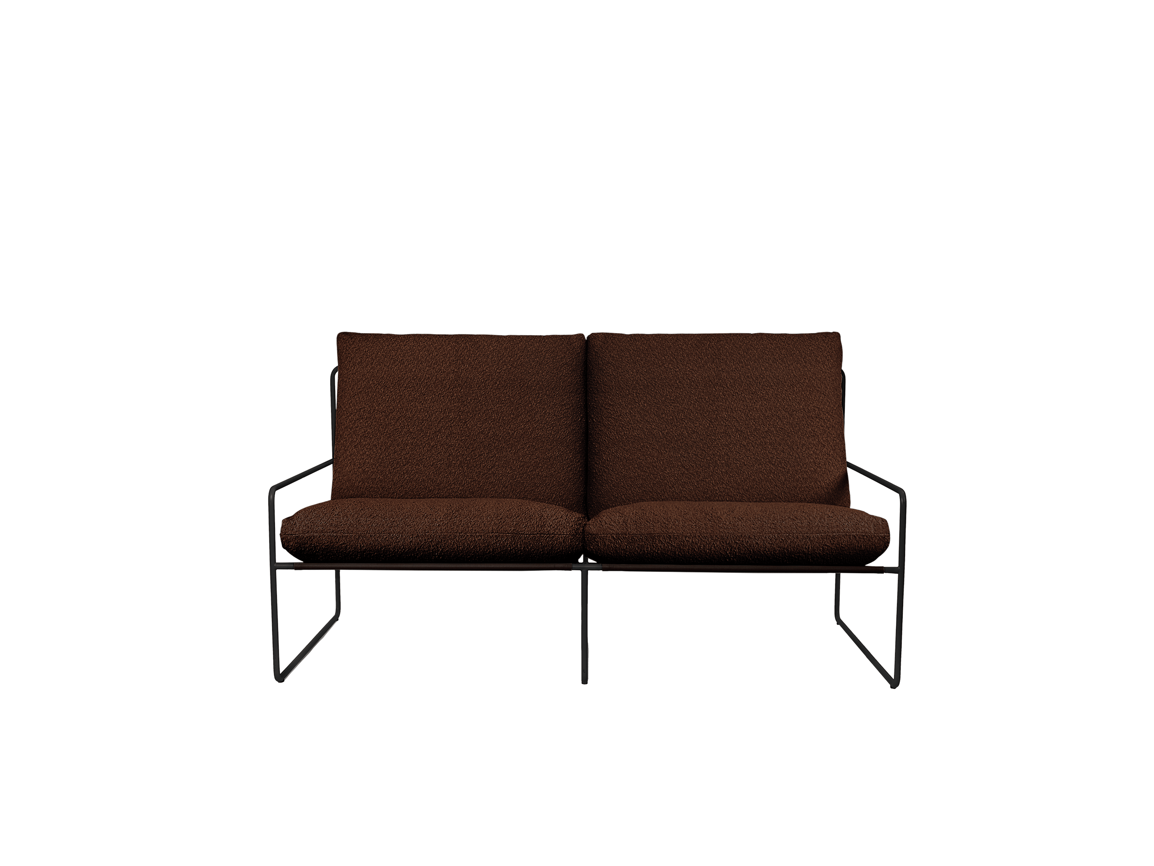 2-Seater Outdoor Sofa DESERT Brown Boucle with Black Base