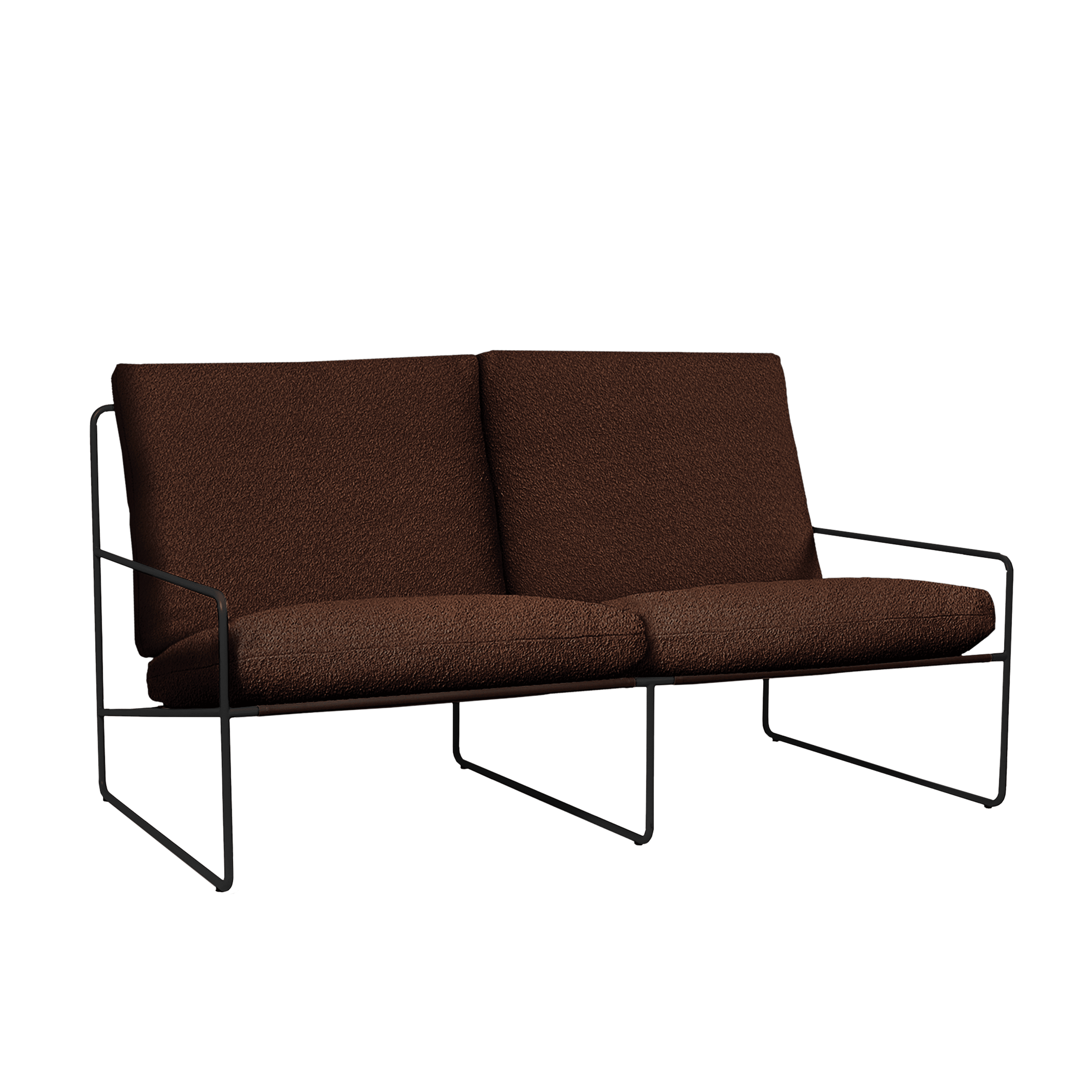 2-Seater Outdoor Sofa DESERT Brown Boucle with Black Base