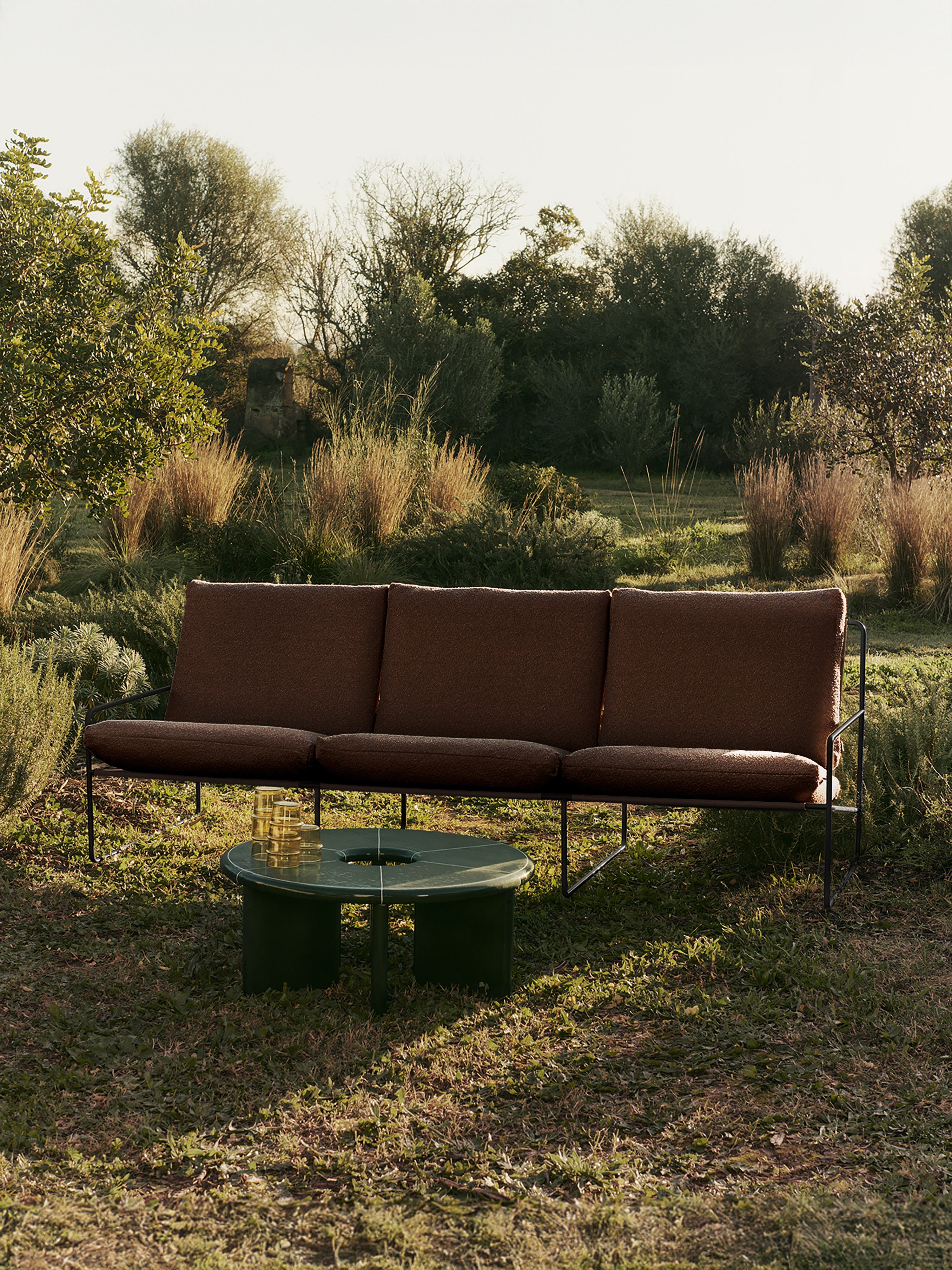 3-zits buitenbank DESERT bruin boucle met beige basis