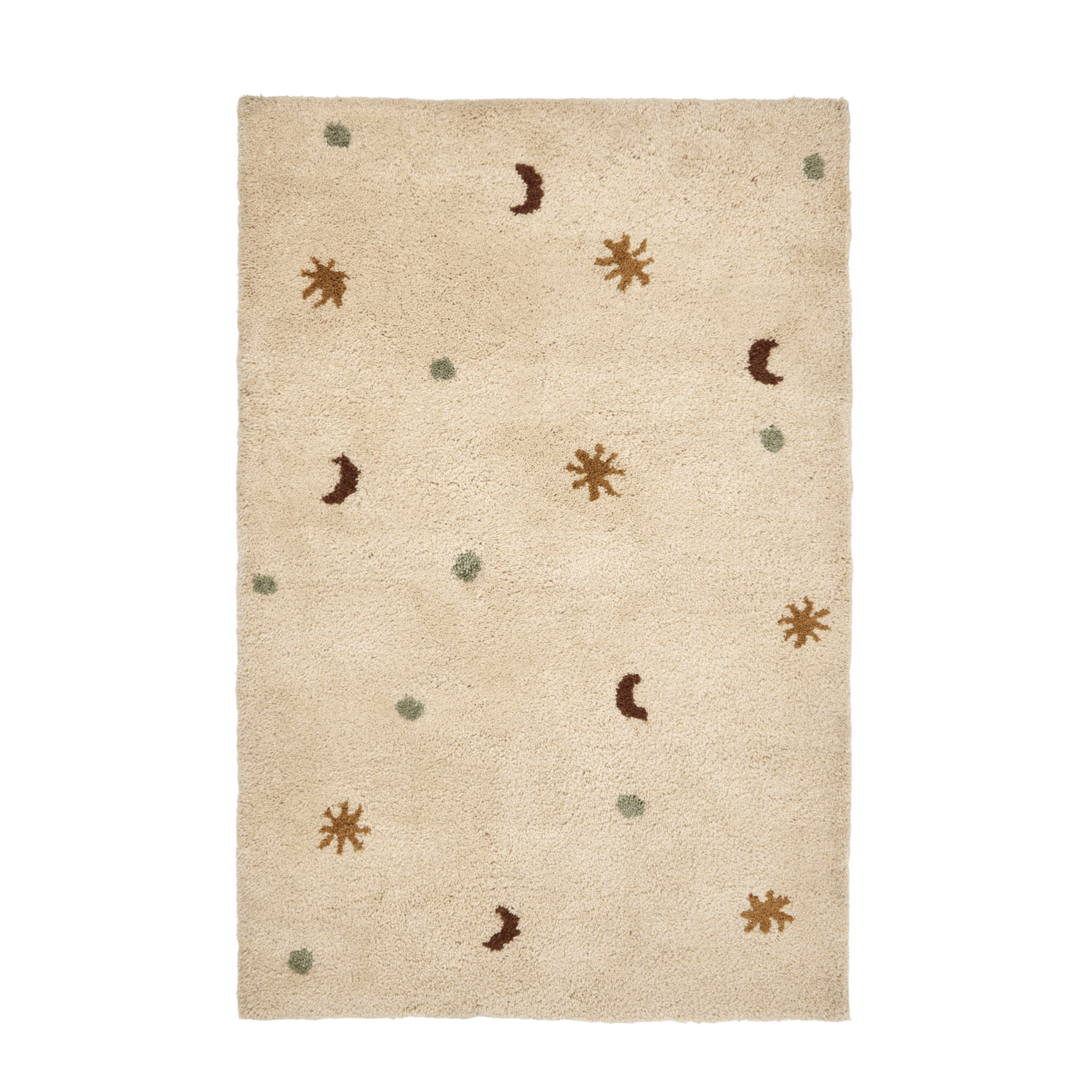 Beige kinder tapijt SKYE met baksteen- en groene accenten