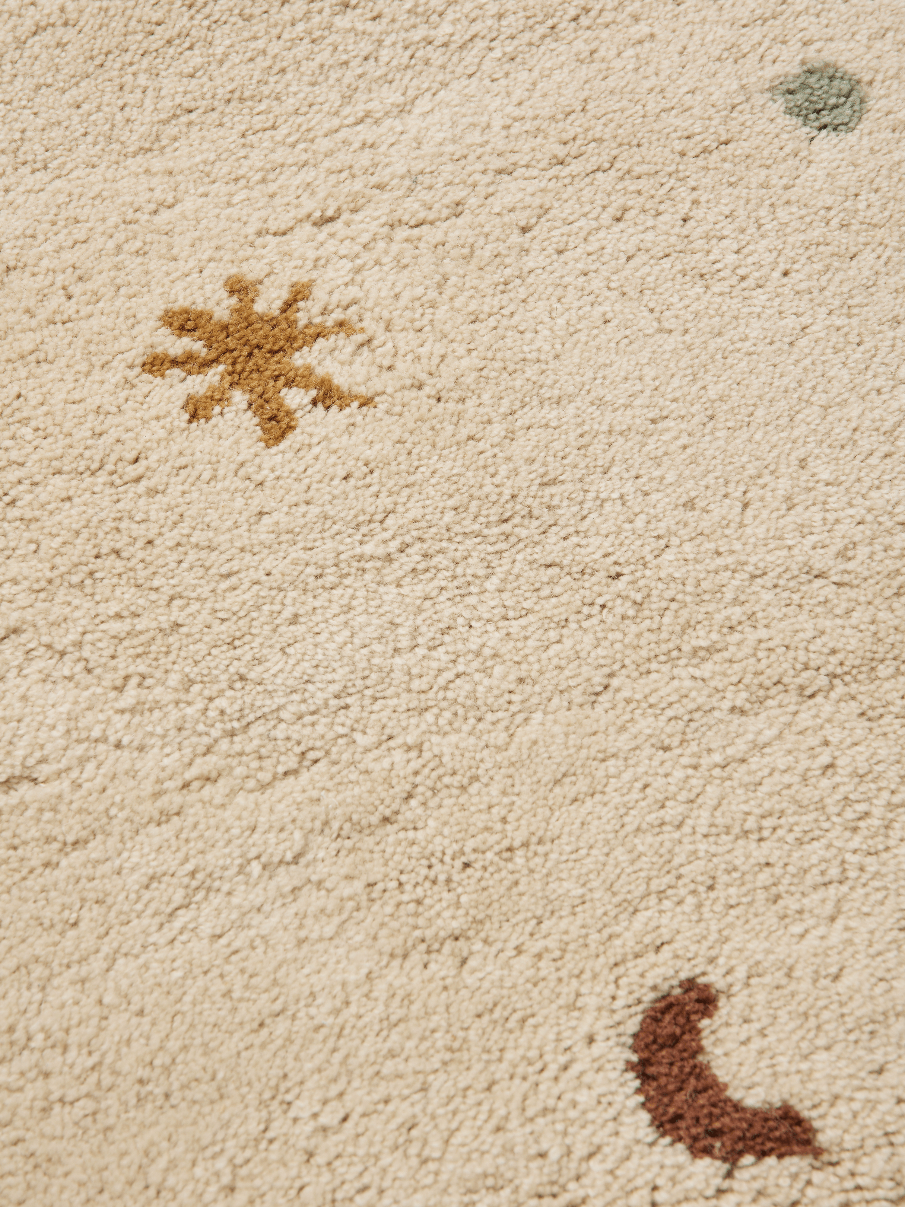 Beige kinder tapijt SKYE met baksteen- en groene accenten