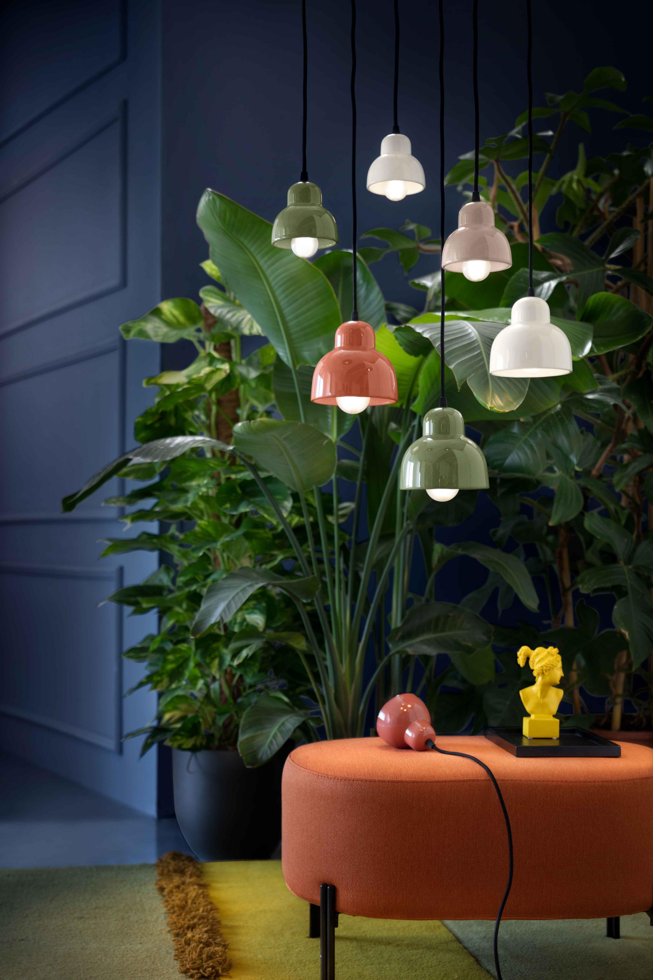 Turquoise ceramic pendant lamp BERIMBAU